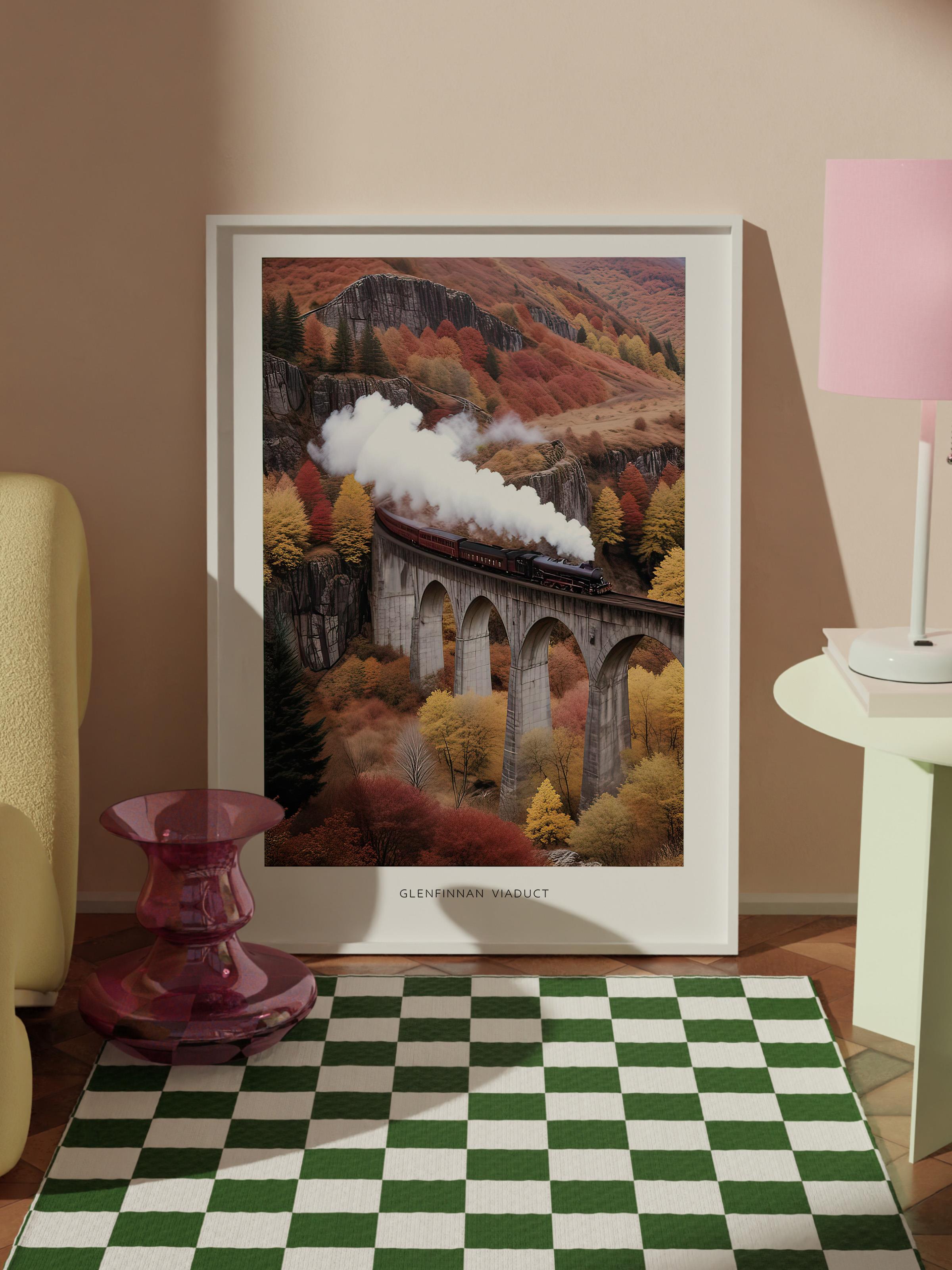 Glenfinnan Viaduct Çerçeveli Tablo, Beyaz Çerçeve ve Poster, Duvar Tablosu Comfort Serisi NO:108294