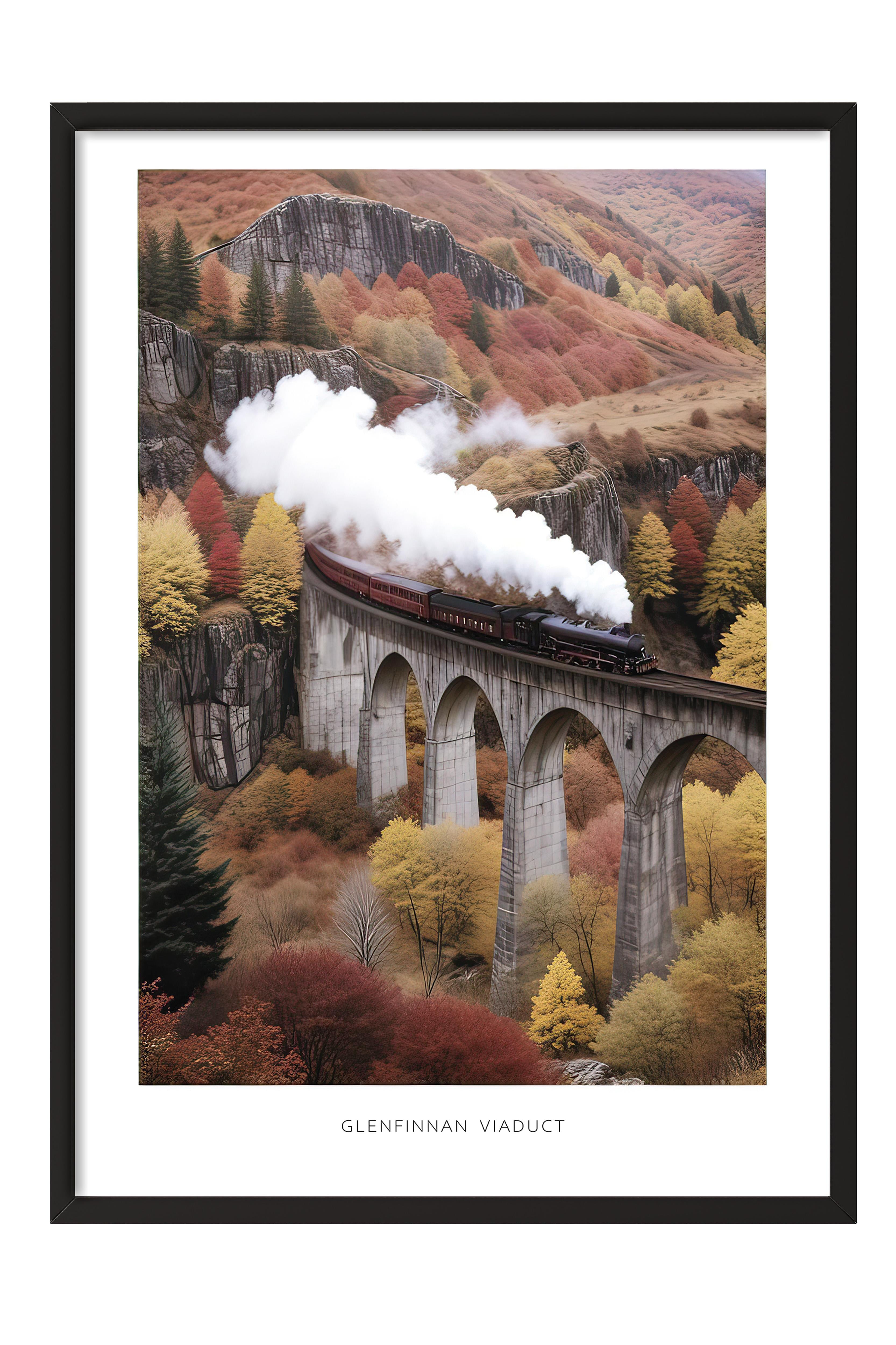 Glenfinnan Viaduct Çerçeveli Tablo, Siyah Çerçeve ve Poster, Duvar Tablosu Comfort Serisi NO:108294