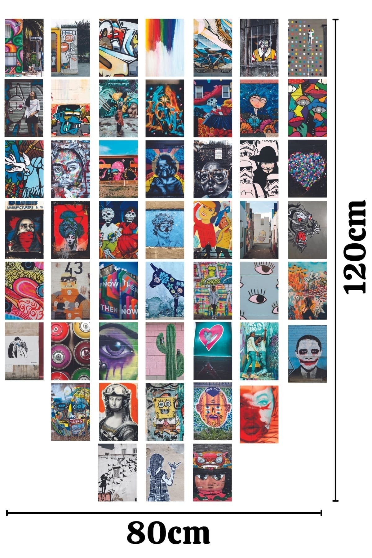 Grafiti Temalı Arkası Yapışkanlı Poster Kolaj Set - 50 Adet - Renkli Poster Seti - 10cm*15cm