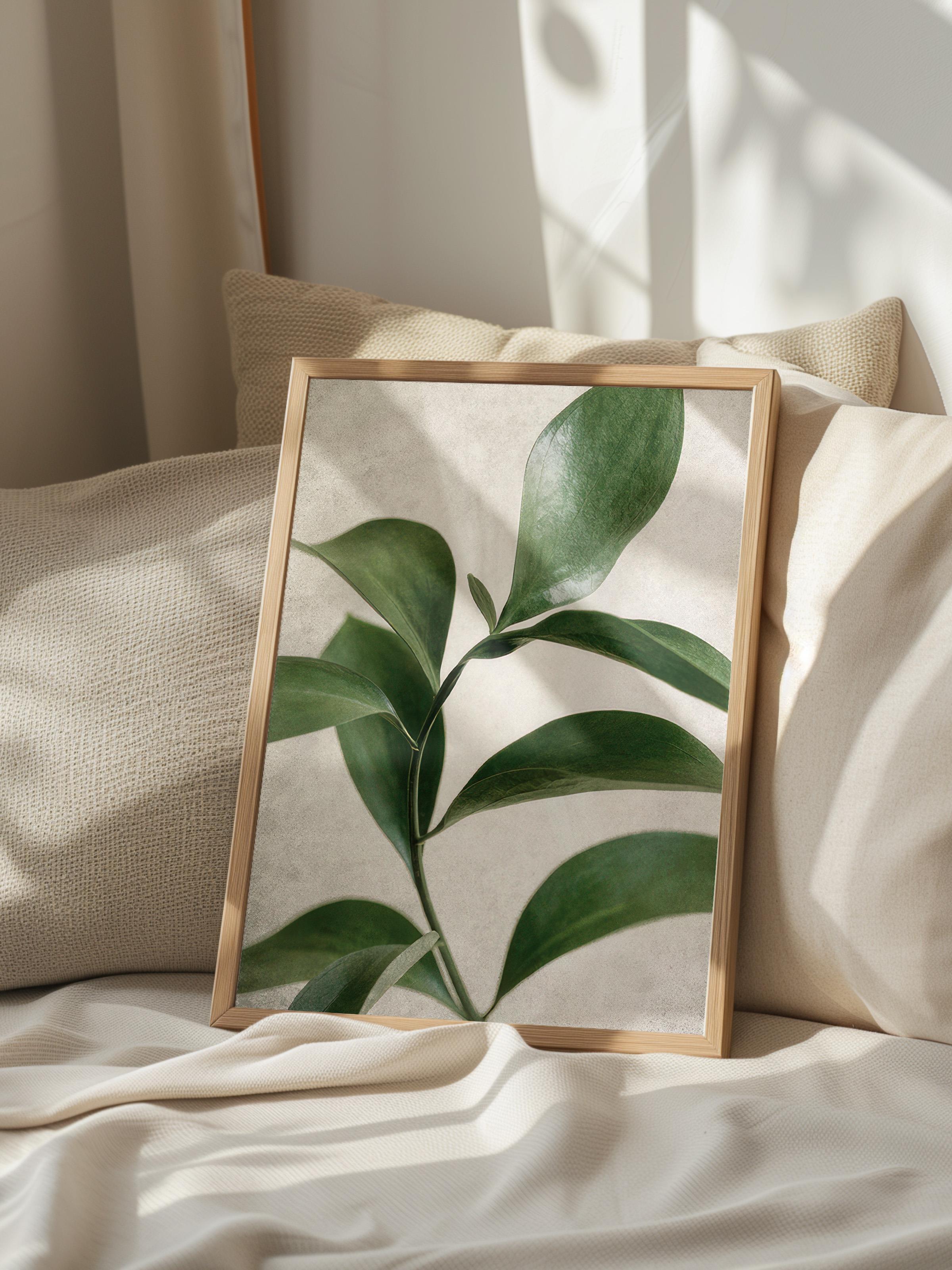 Green Botanical Çerçeveli Tablo, Ahşap Çerçeve ve Poster, Duvar Tablosu Comfort Serisi NO:108467