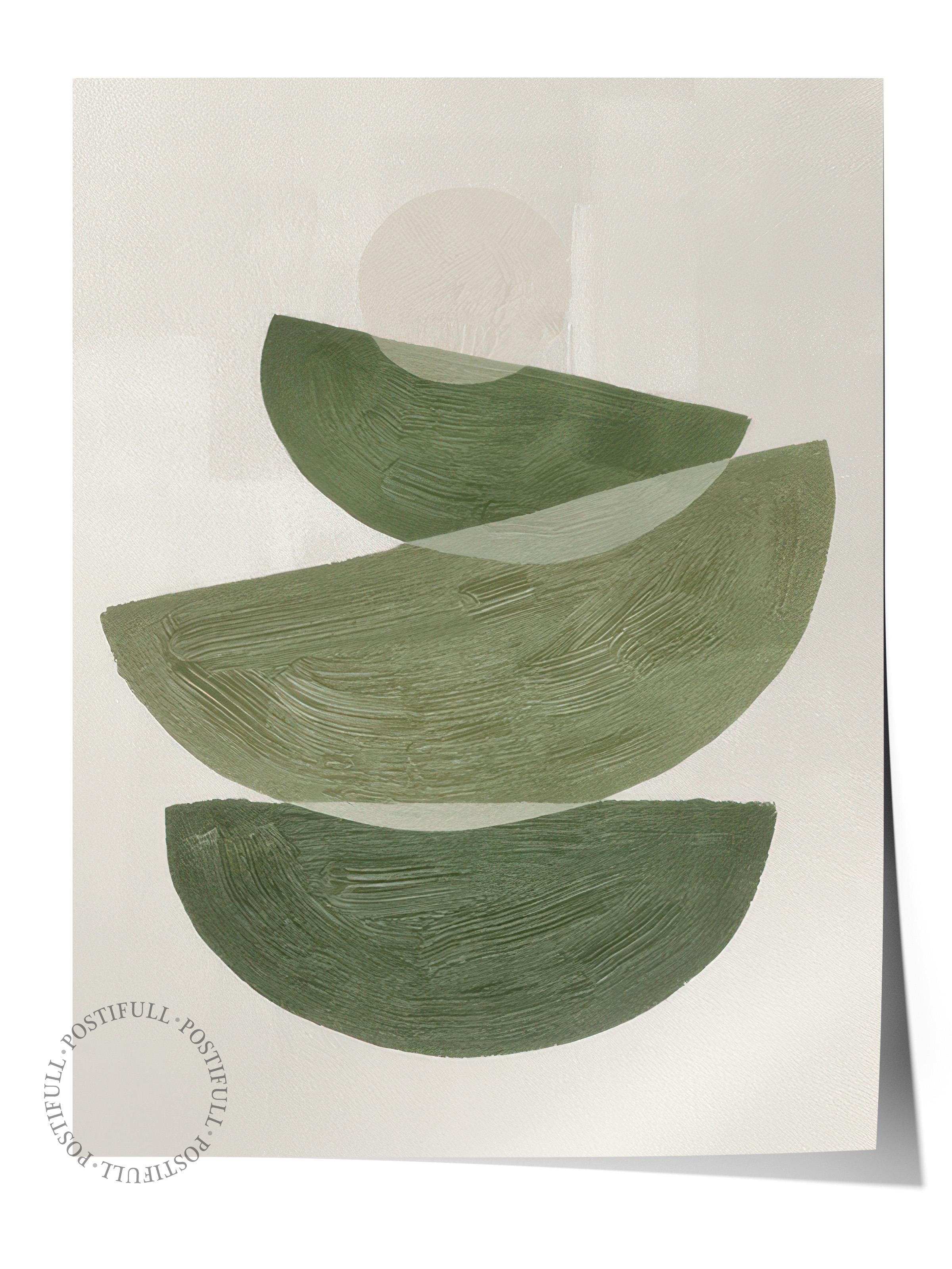 Green Graphic Shapes No1  Poster, Dikey Duvar Tablosu Comfort Serisi NO:108548