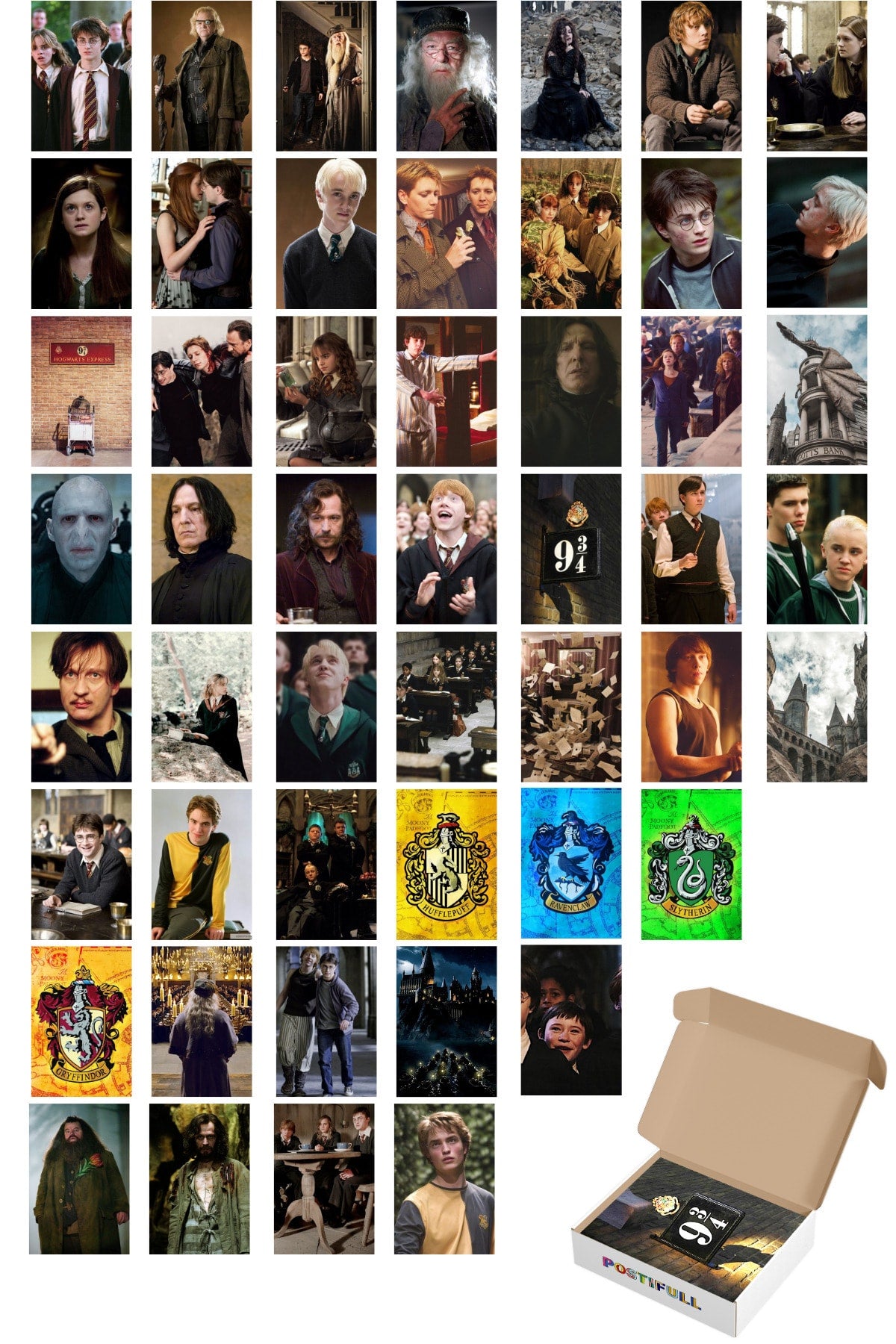 Harry Potter Poster Seti - Arkası Yapışkanlı Kolaj Seti - 50 Adet - 10cm*15cm - Kutulu Set