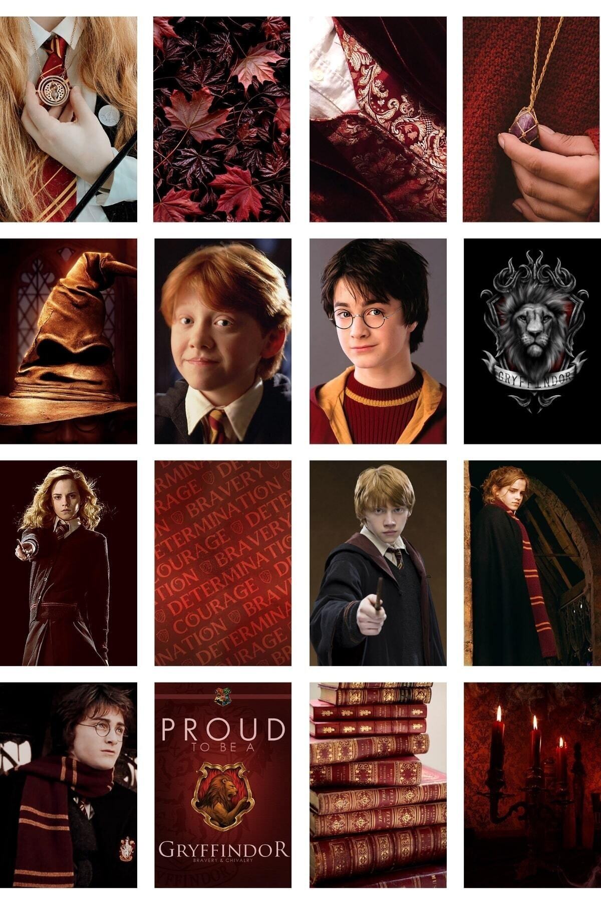 Harry Potter Poster Seti - Poster Kolaj Seti - Gryffindor Binası - 50 Adet - 10cm*15cm - Kutulu Set