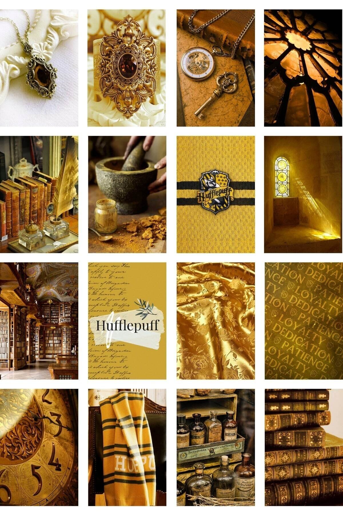 Harry Potter Poster Seti - Poster Kolaj Seti - Hufflepuff Binası - 50 Adet - 10cm*15cm Kutulu Set