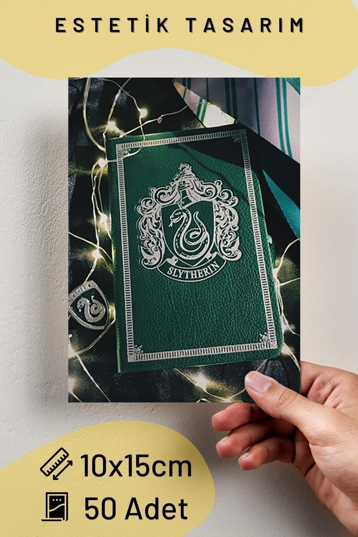 Harry Potter Poster Seti - Poster Kolaj Seti - Slytherin Binası - 50 Adet - 10cm*15cm - Kutulu Set