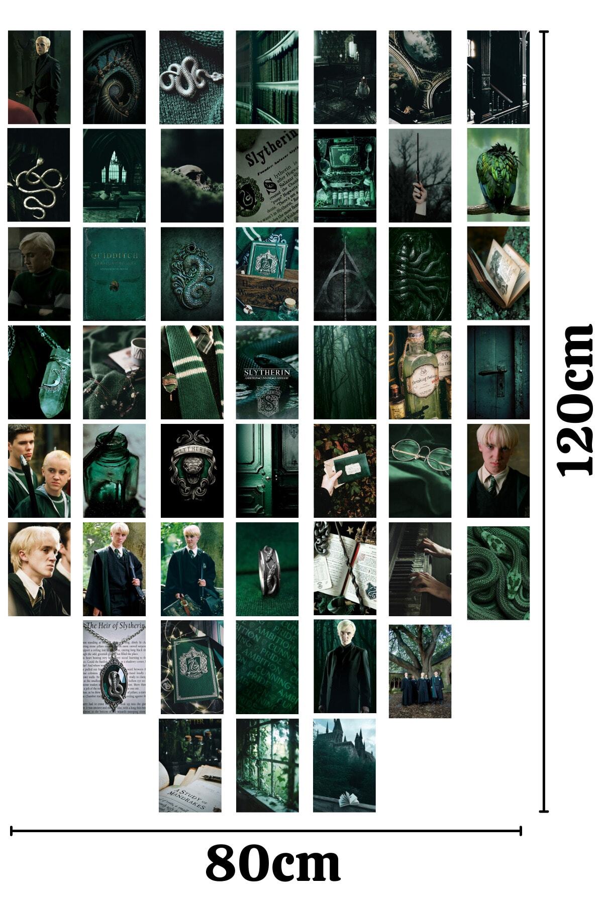 Harry Potter Poster Seti - Poster Kolaj Seti - Slytherin Binası - 50 Adet - 10cm*15cm - Kutulu Set