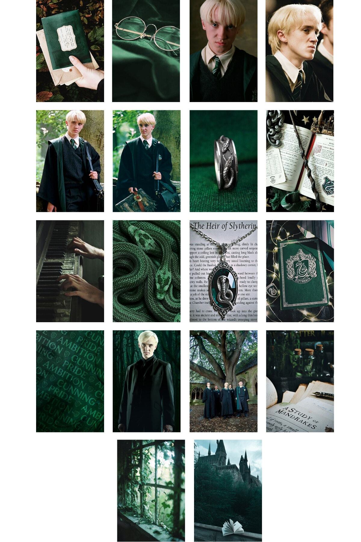 Harry Potter Poster Seti - Poster Kolaj Seti - Slytherin Binası - 50 Adet - 10cm*15cm - Kutulu Set