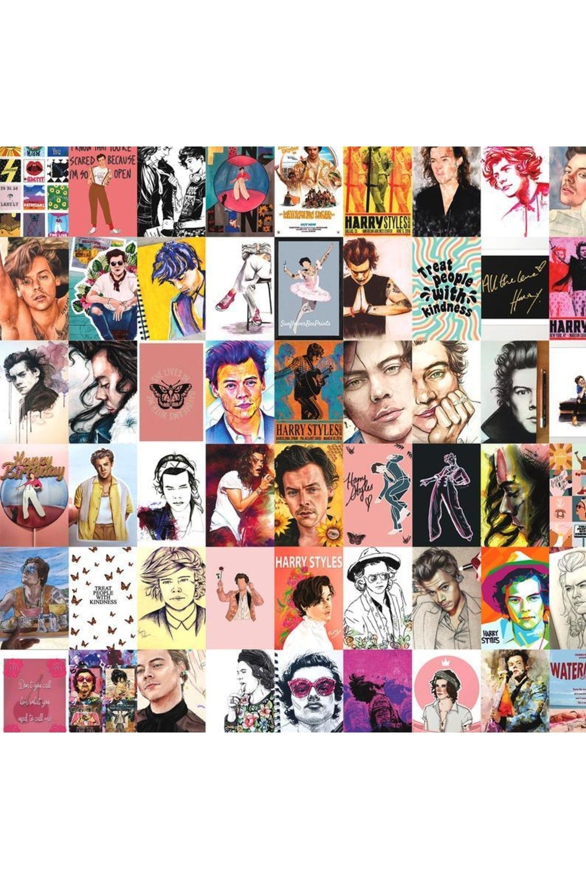 Harry Styles Poster Seti - Arkası Yapışkanlı Kolaj Seti - 60 Adet - 10cm*15cm - Kutulu Set