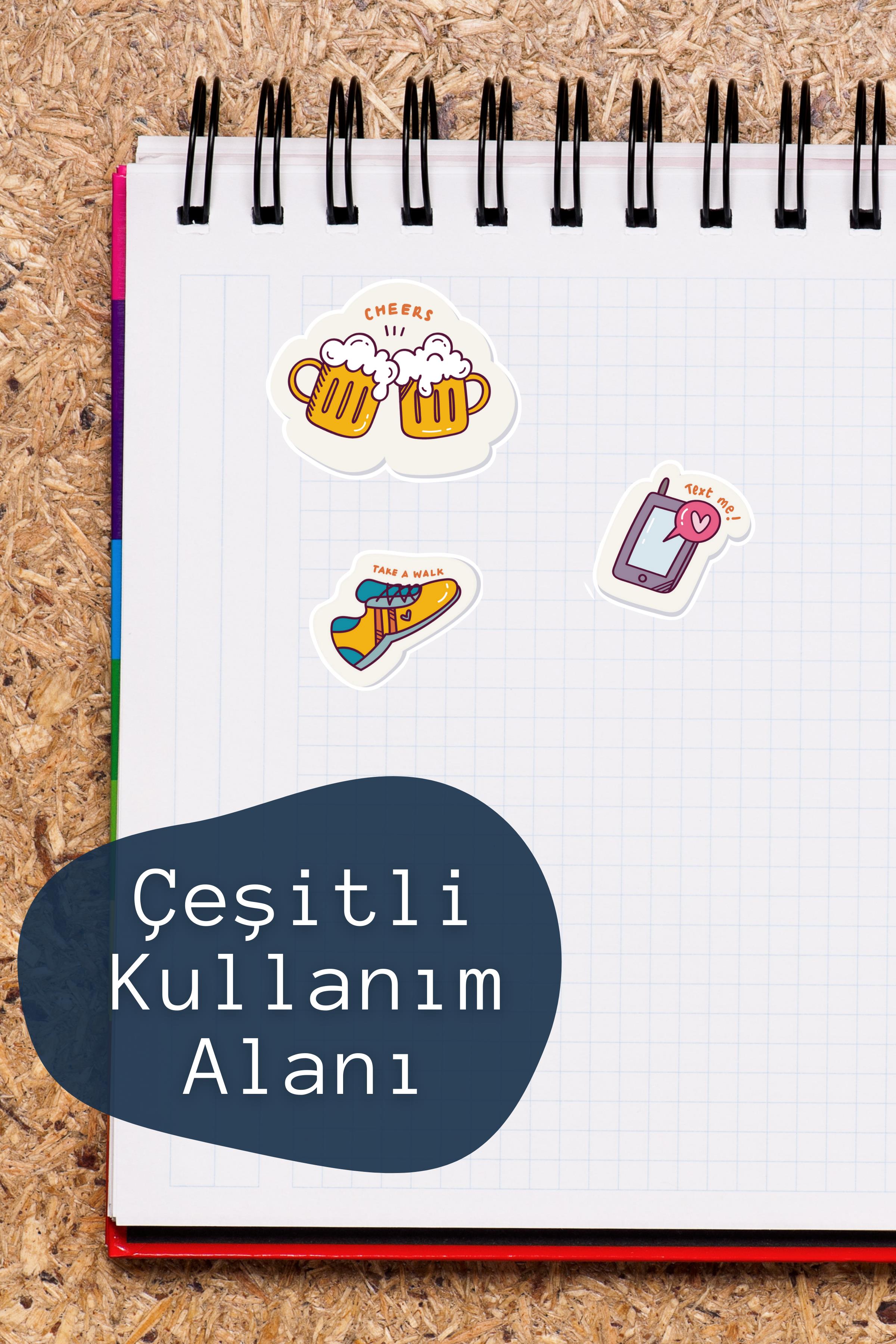 Hobiler Temalı Sticker ve Etiket Seti - Orta Boy - Su Geçirmez, Kalın Yapışkanlı Sticker Seti