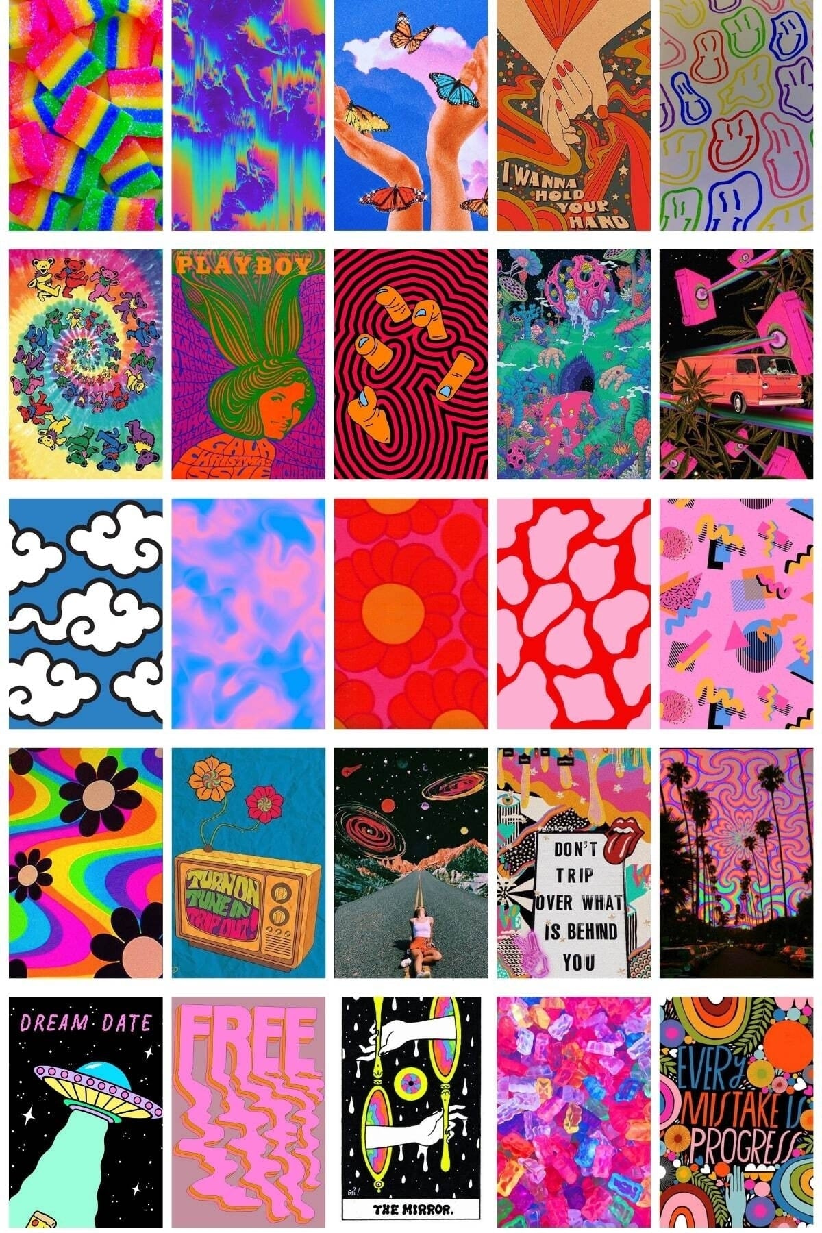 Indie Poster Seti - Kolaj Set - 110 Adet - Arkası Yapışkanlı Indie Poster Seti - 10cm*15cm - Kutulu