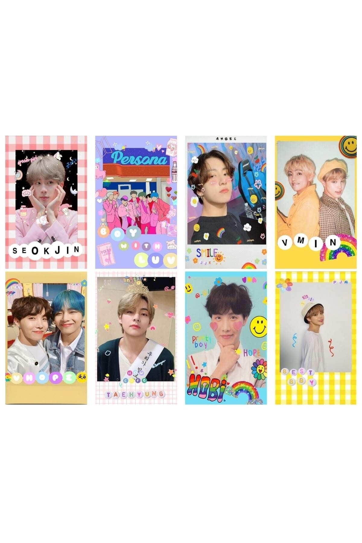 K-pop Poster Seti, Arkası Yapışkanlı Bts Poster Kolaj Seti, 40 Adet, Renkli Bts Fotoğraf