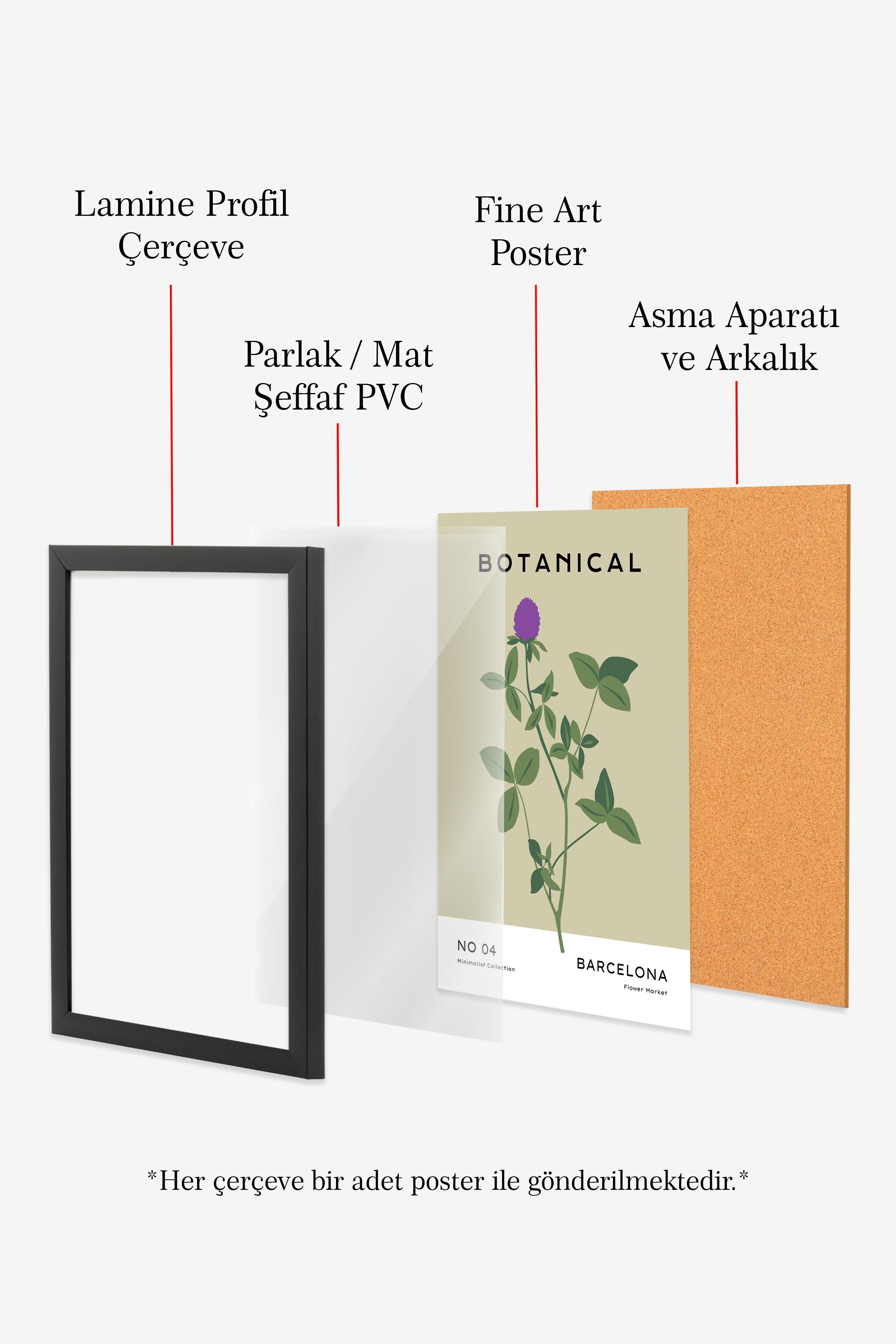 Kahverengi Minimalist Tablo Seti, 3 Adet Beyaz Çerçeve ve Poster - Mutfak, Salon, Yatak Odası Dekoru