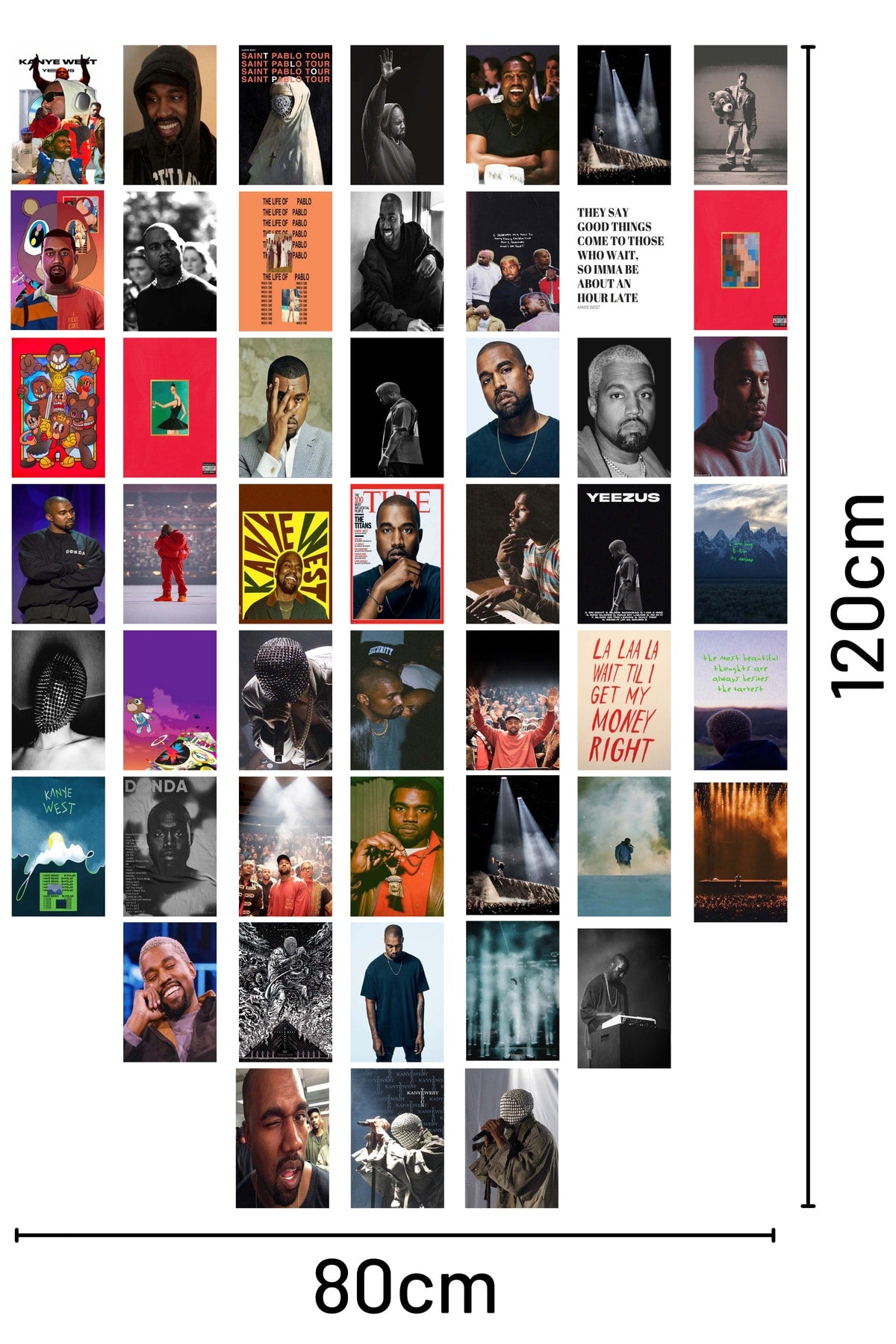 Kanye West Poster Kolaj Seti - Duvar Dekoru Poster - Sticker Bant Hediyeli - 50 Adet - 10*15 Cm