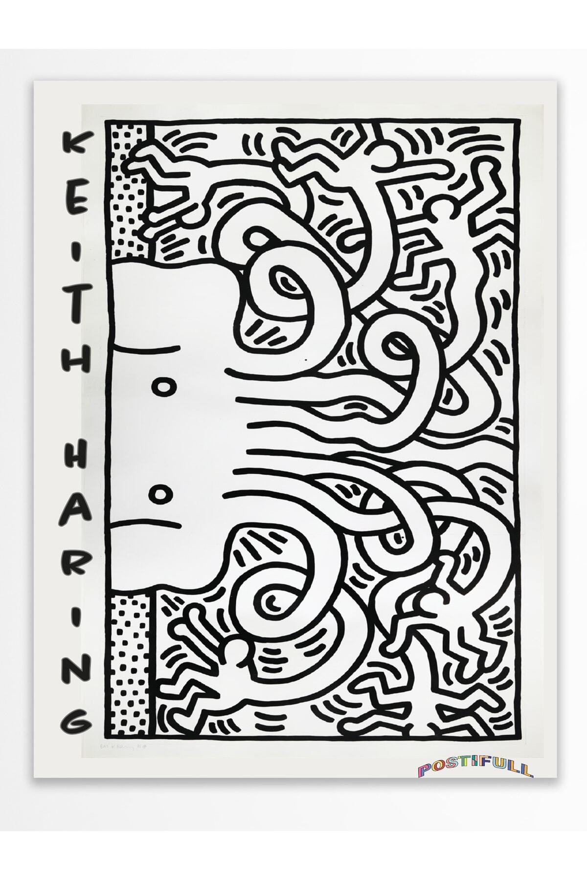 Keith Haring Tasarım Poster - Modern Sanat Duvar Posteri - Çerçevesiz Poster - Sanat Serisi