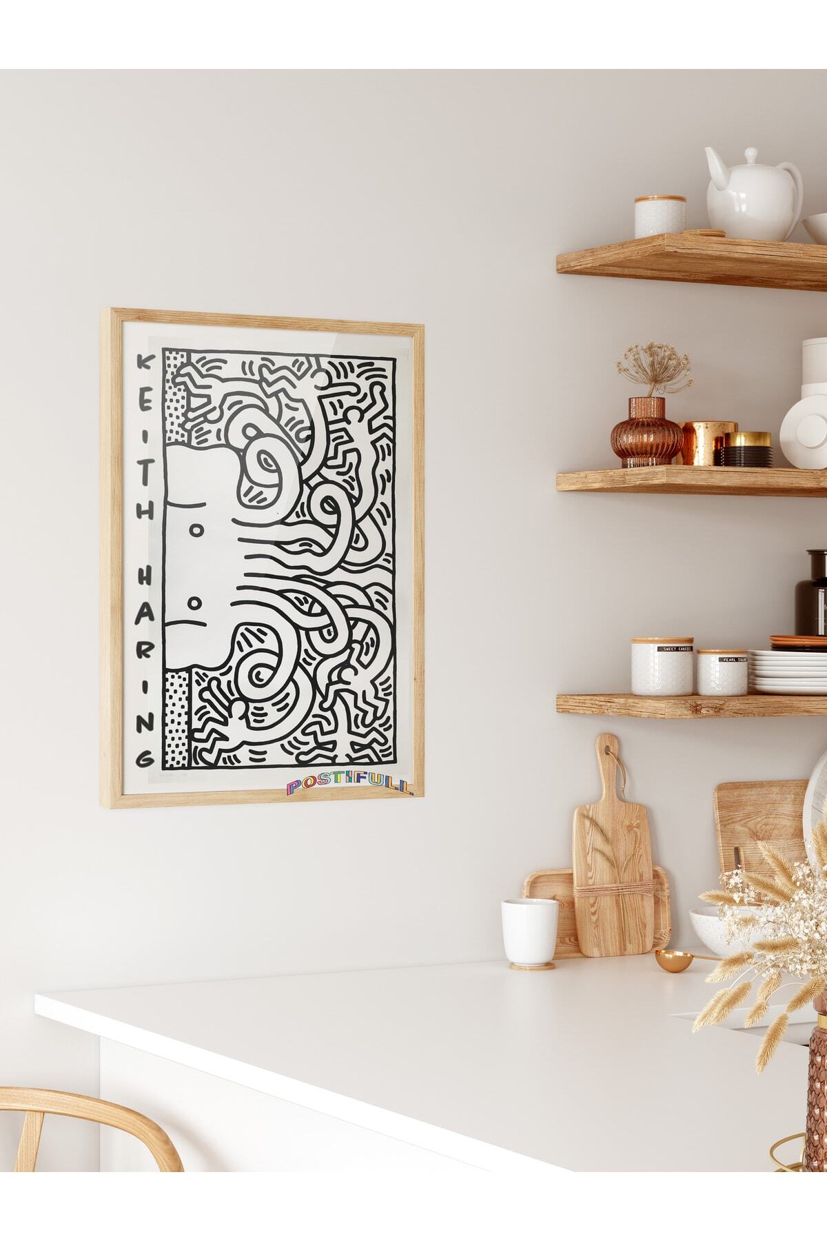 Keith Haring Tasarım Poster - Modern Sanat Duvar Posteri - Çerçevesiz Poster - Sanat Serisi