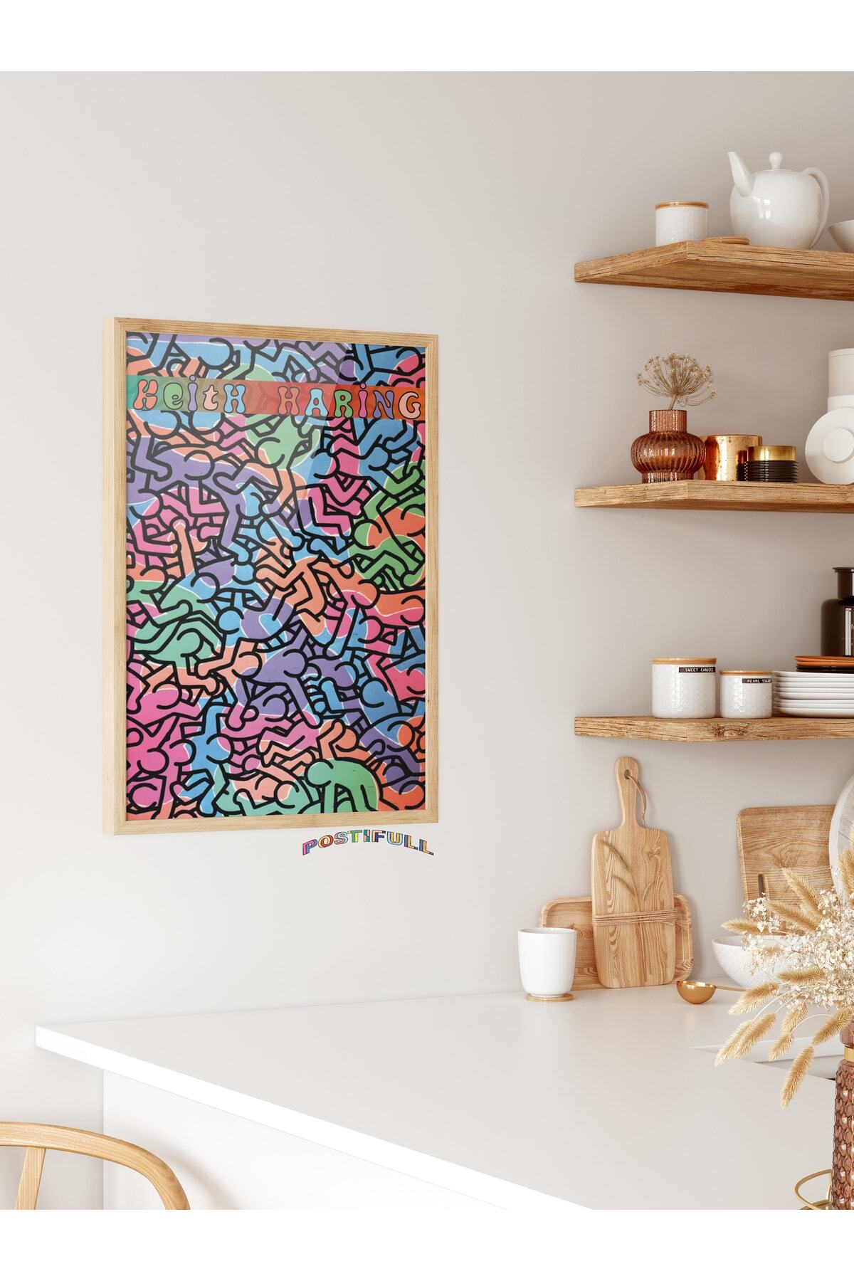 Keith Haring Tasarım Poster - Modern Sanat Duvar Posteri - Çerçevesiz Poster - Sanat Serisi