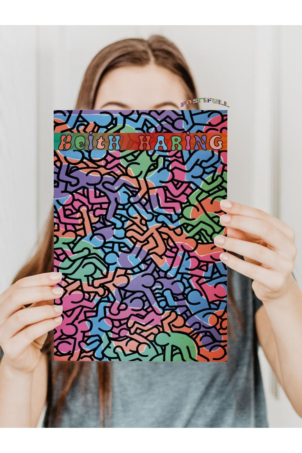 Keith Haring Tasarım Poster - Modern Sanat Duvar Posteri - Çerçevesiz Poster - Sanat Serisi