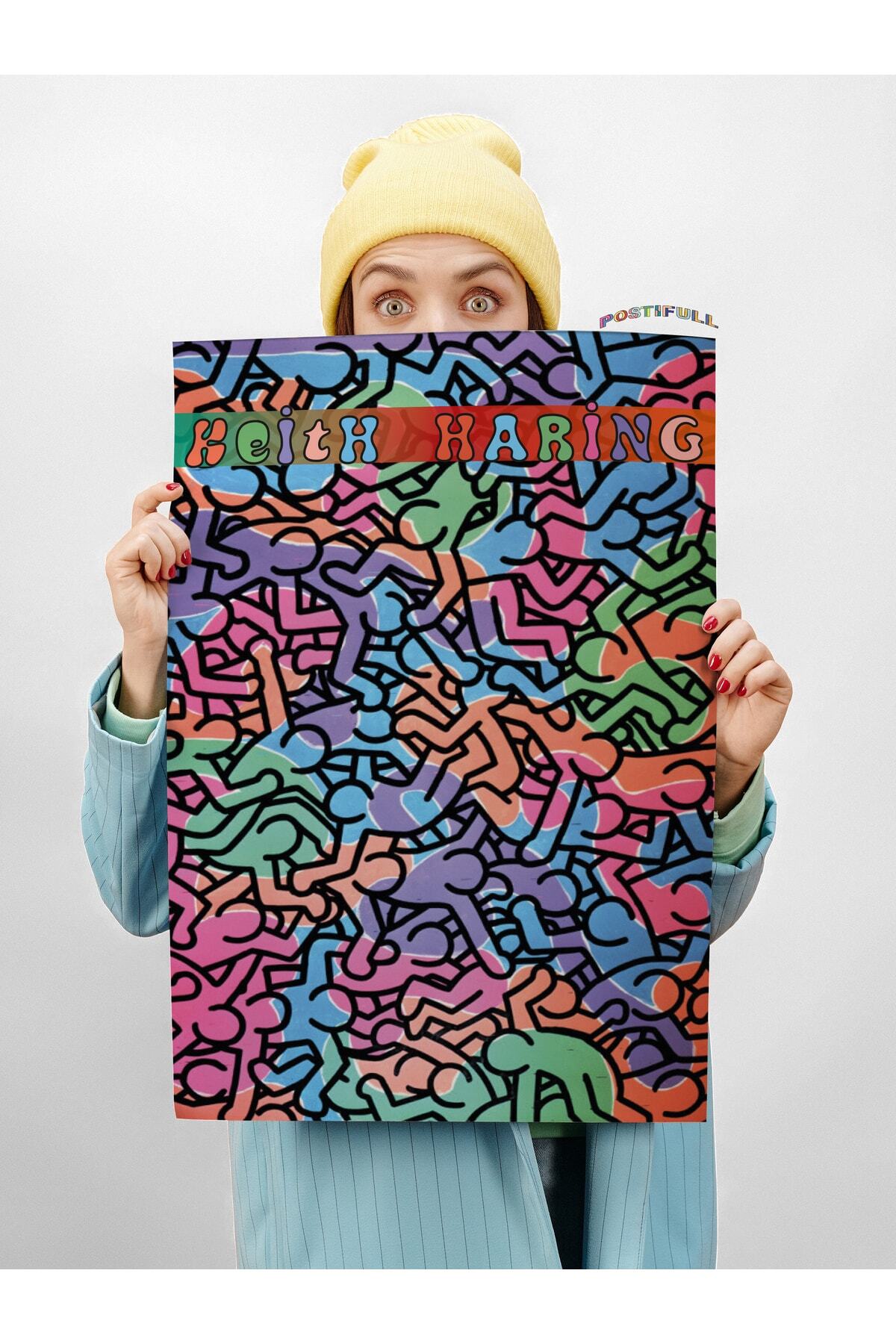 Keith Haring Tasarım Poster - Modern Sanat Duvar Posteri - Çerçevesiz Poster - Sanat Serisi