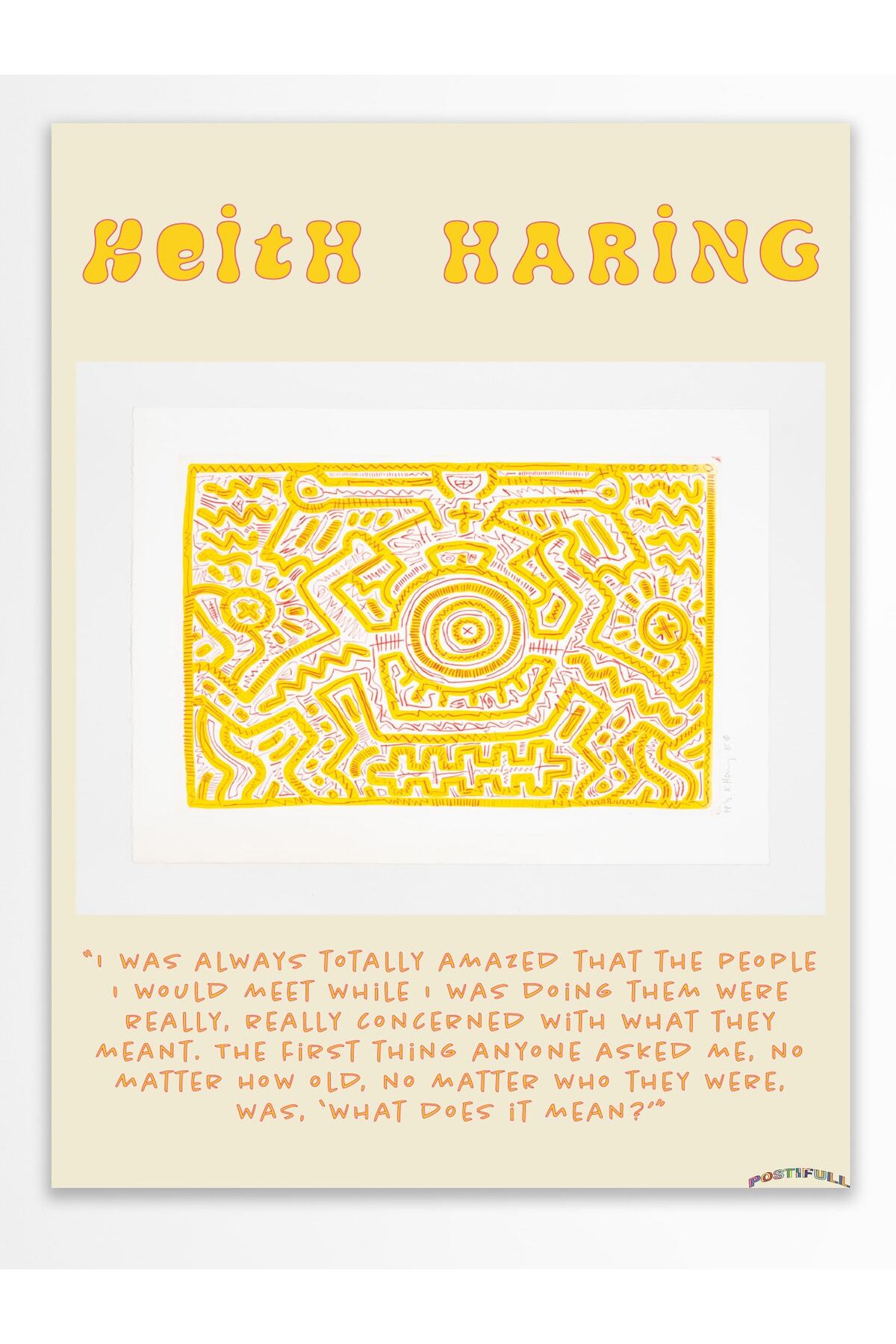 Keith Haring Tasarım Poster - Modern Sanat Duvar Posteri - Çerçevesiz Poster - Sanat Serisi