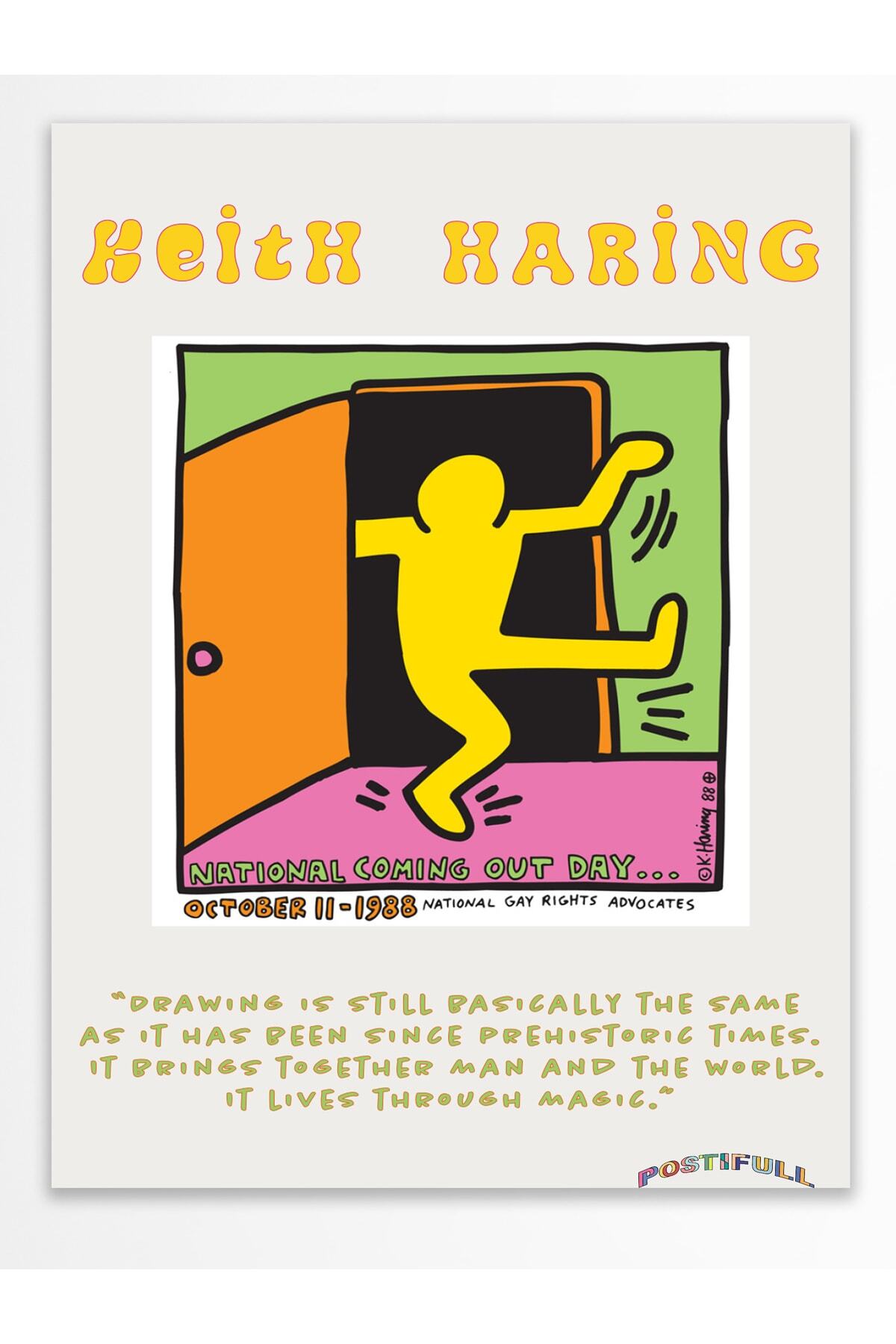 Keith Haring Tasarım Poster - Modern Sanat Duvar Posteri - Çerçevesiz Poster - Sanat Serisi