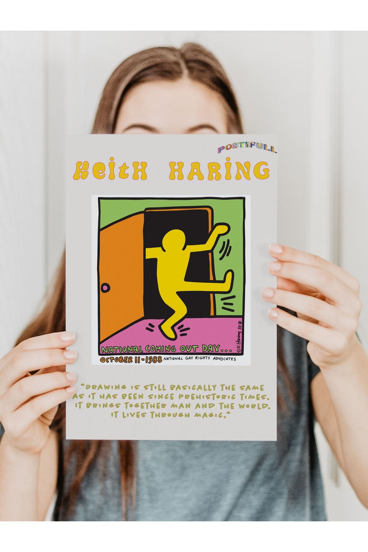 Keith Haring Tasarım Poster - Modern Sanat Duvar Posteri - Çerçevesiz Poster - Sanat Serisi