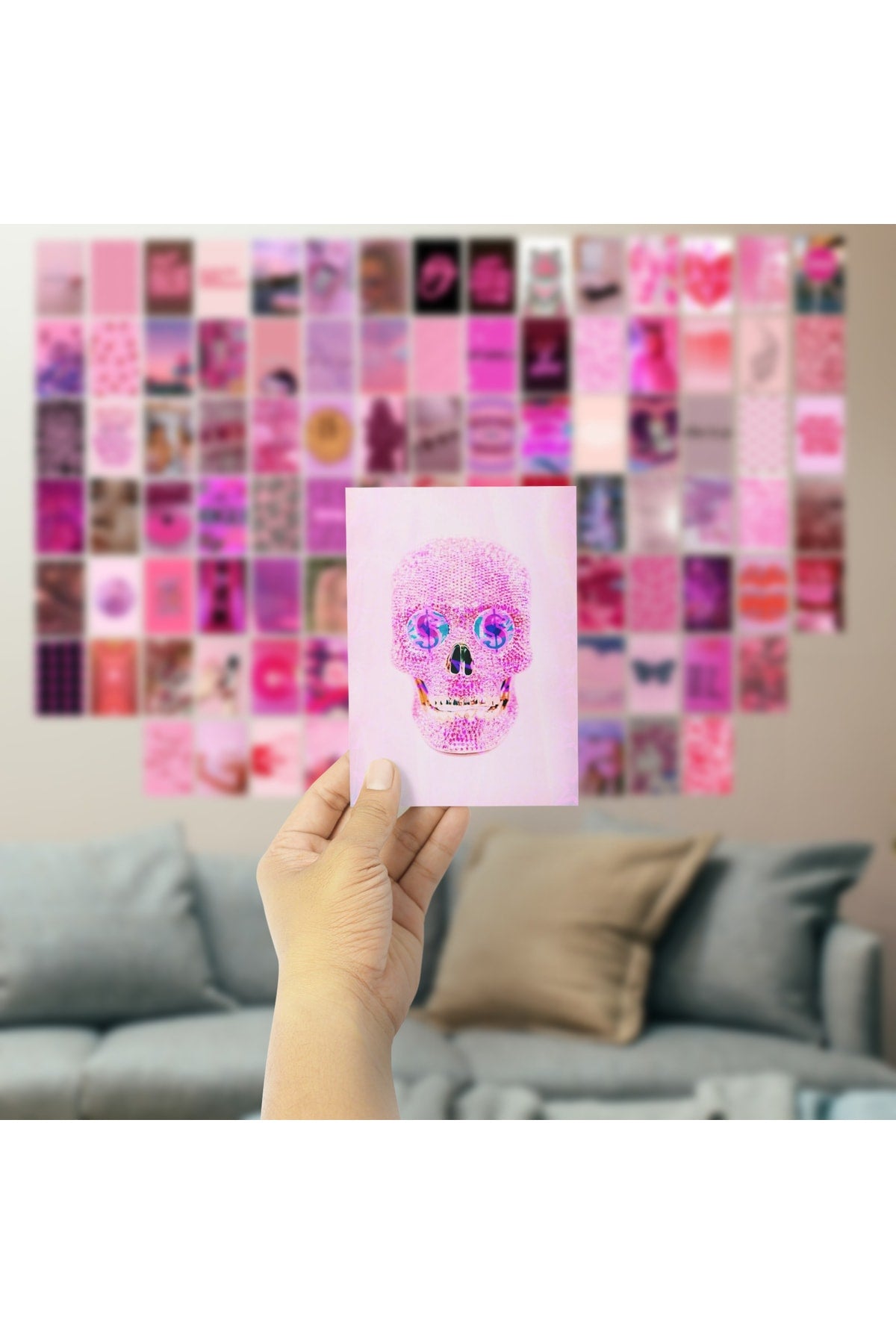 Koyu Pembe Poster Seti - Arkası Yapışkanlı Renkli Poster Kolaj Seti - 100 Adet - 10cm*15cm - Kutulu