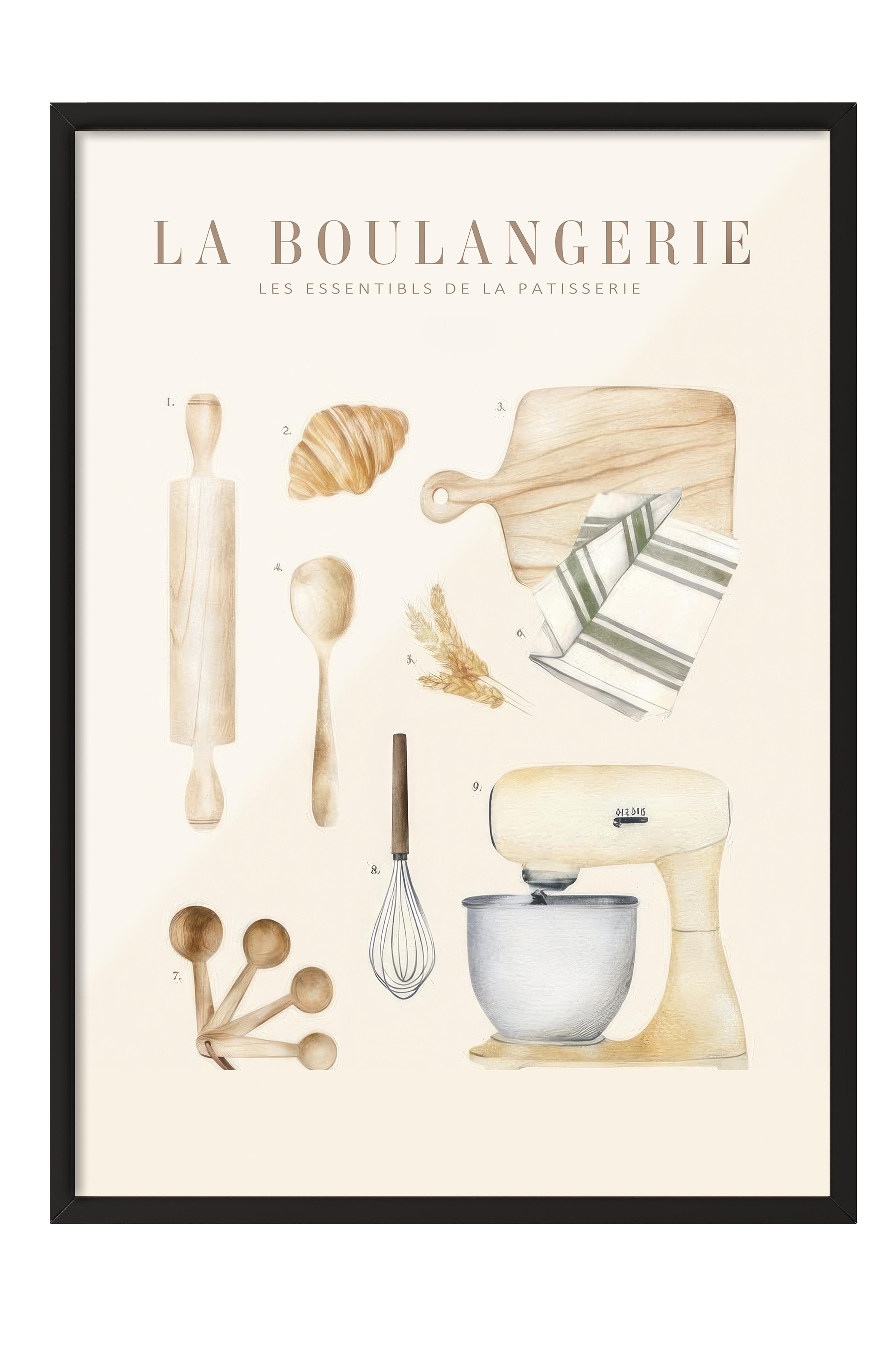 La Boulangerie No2 Çerçeveli Tablo, Siyah Çerçeve ve Poster, Duvar Tablosu Comfort Serisi NO:108563