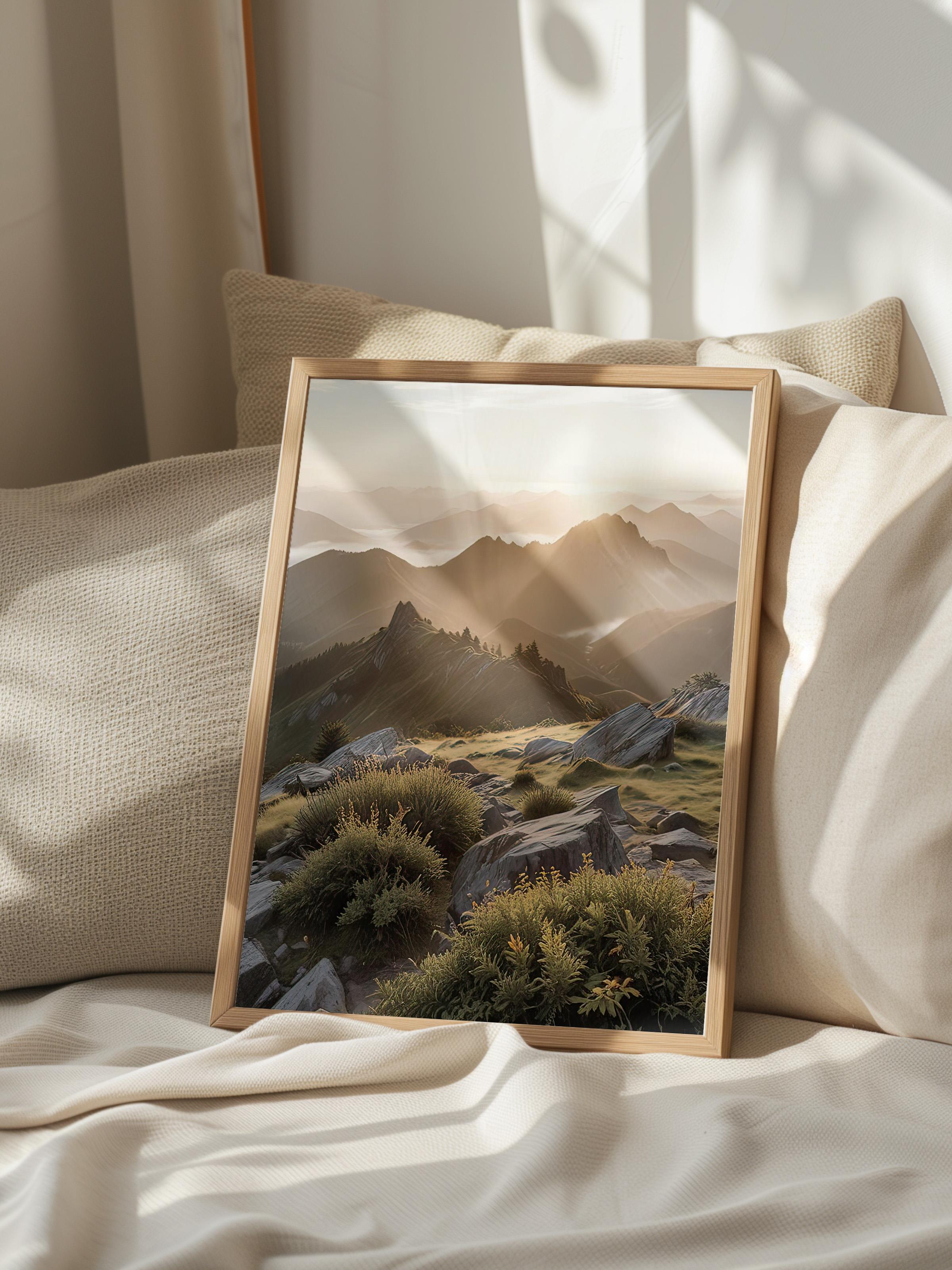 Landscape Sunrise Çerçeveli Tablo, Ahşap Çerçeve ve Poster, Duvar Tablosu Comfort Serisi NO:108342