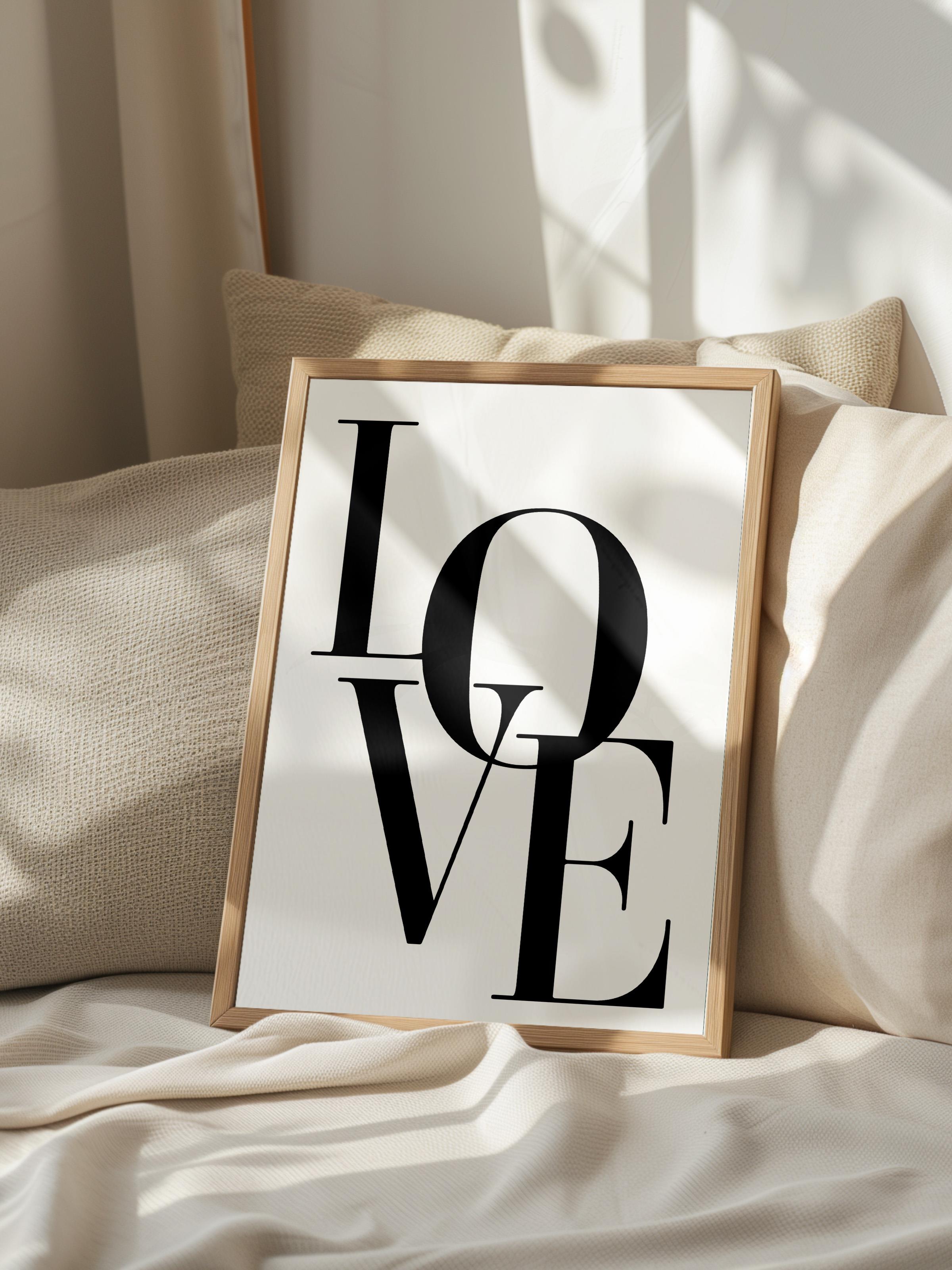 Love Beige Çerçeveli Tablo, Ahşap Çerçeve ve Poster, Dikey Duvar Tablosu Comfort Serisi NO:108314