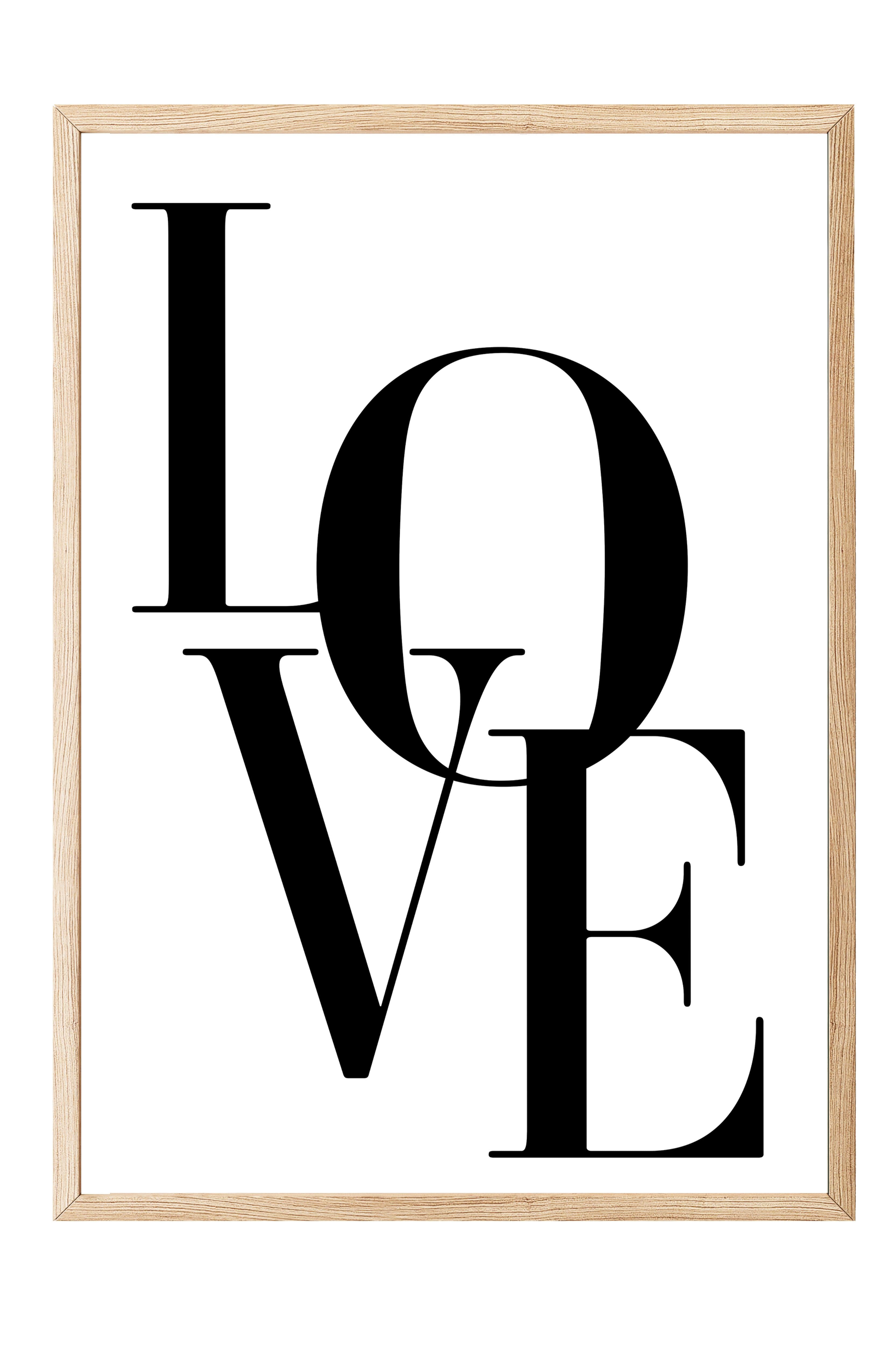 Love Beige Çerçeveli Tablo, Ahşap Çerçeve ve Poster, Dikey Duvar Tablosu Comfort Serisi NO:108314