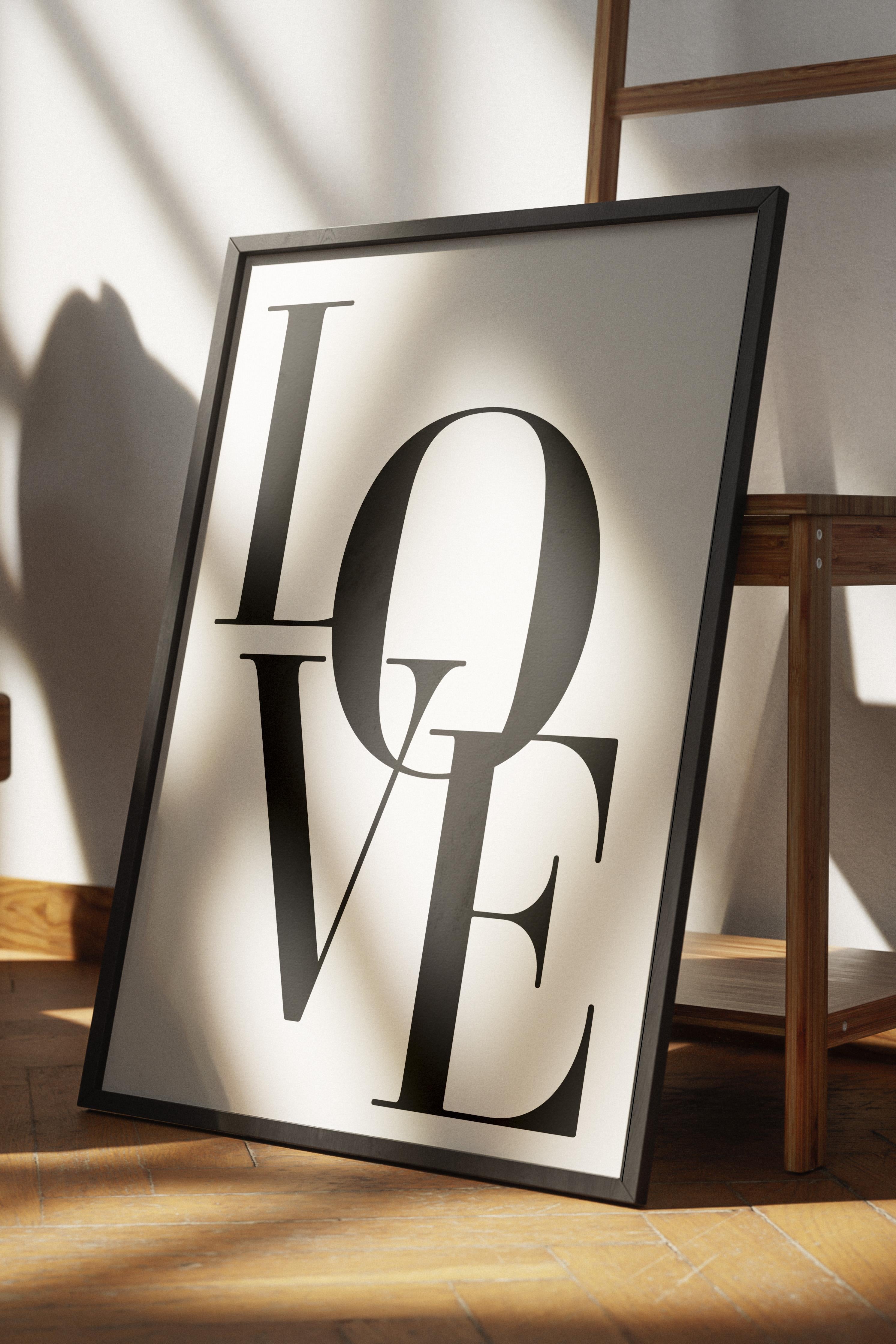 Love Beige Çerçeveli Tablo, Siyah Çerçeve ve Poster, Dikey Duvar Tablosu Comfort Serisi NO:108314