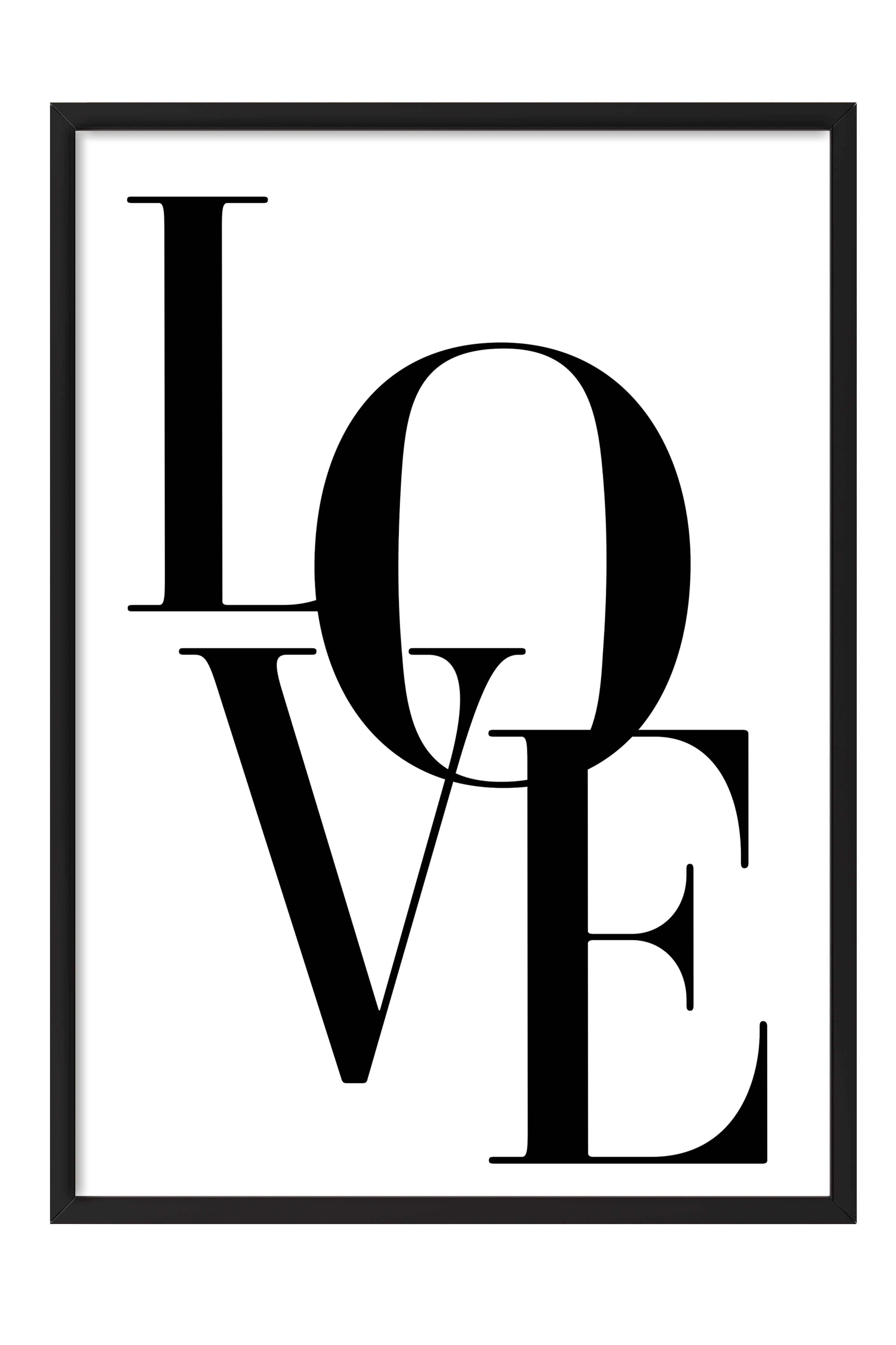 Love Beige Çerçeveli Tablo, Siyah Çerçeve ve Poster, Dikey Duvar Tablosu Comfort Serisi NO:108314