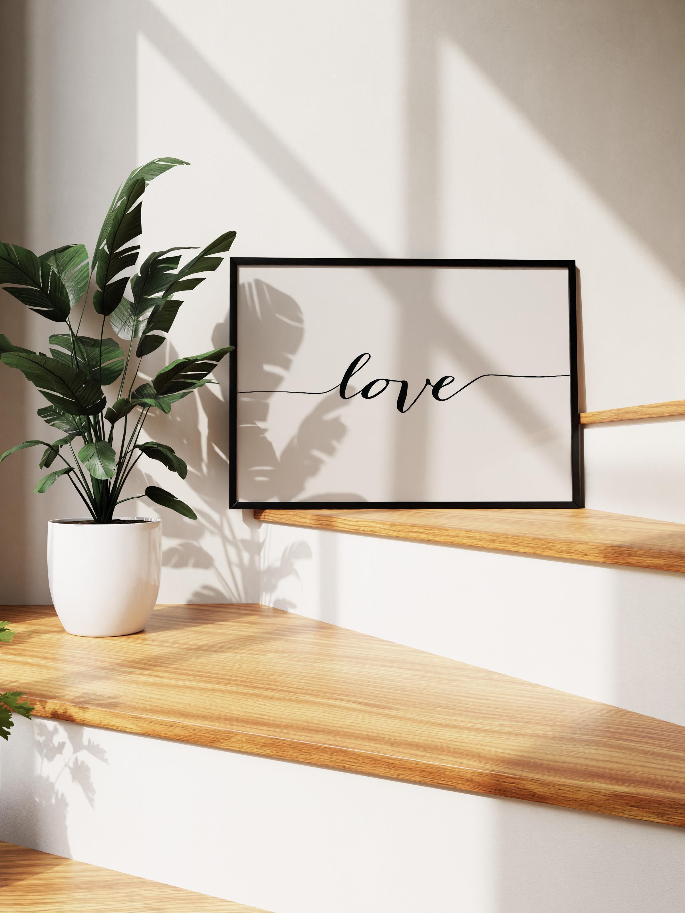 Love Çerçeveli Tablo, Siyah Çerçeve ve Poster, Yatay Duvar Tablosu Comfort Serisi NO:108494