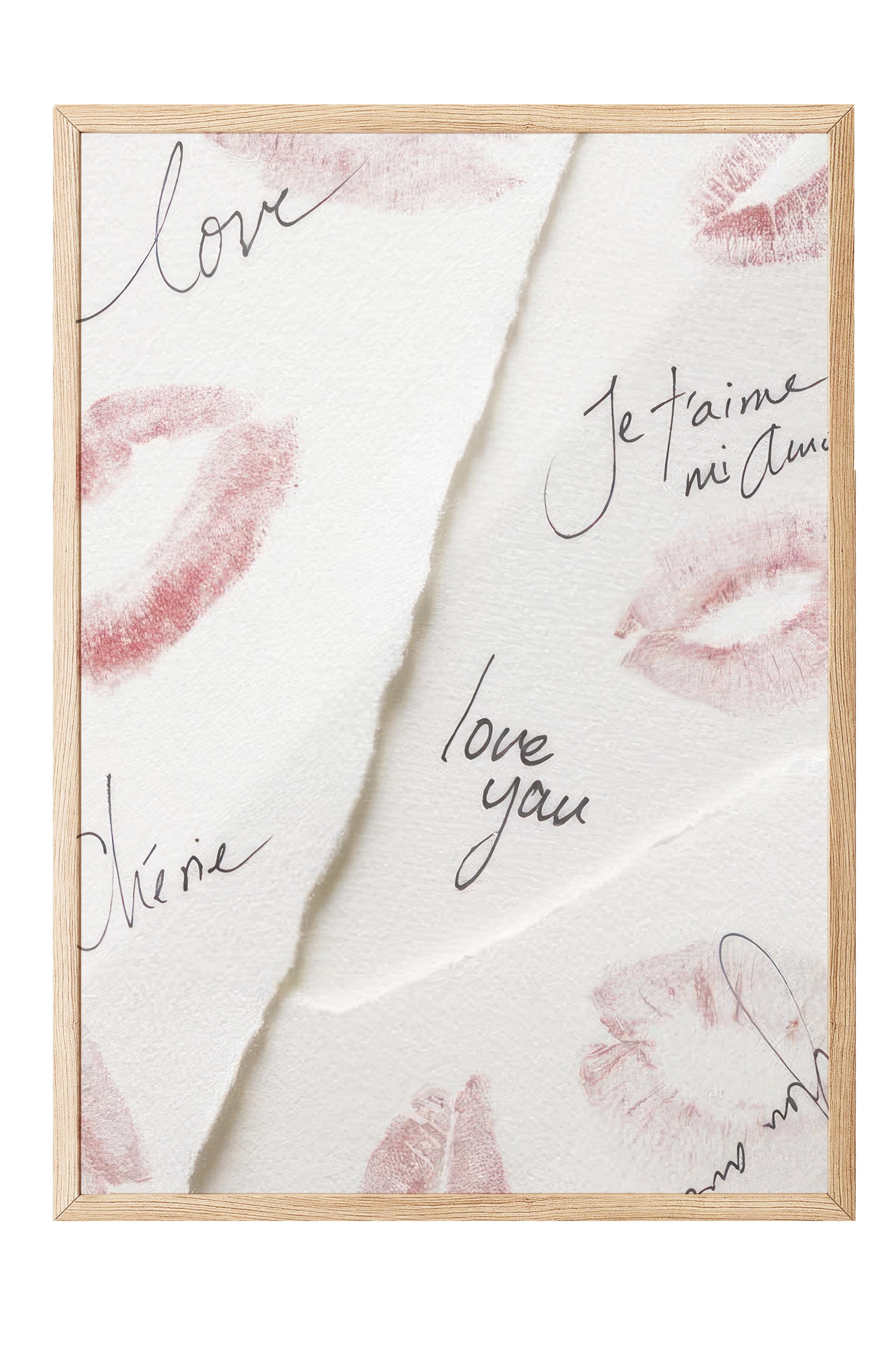 Love Letters Çerçeveli Tablo, Ahşap Çerçeve ve Poster, Dikey Duvar Tablosu Comfort Serisi NO:108432