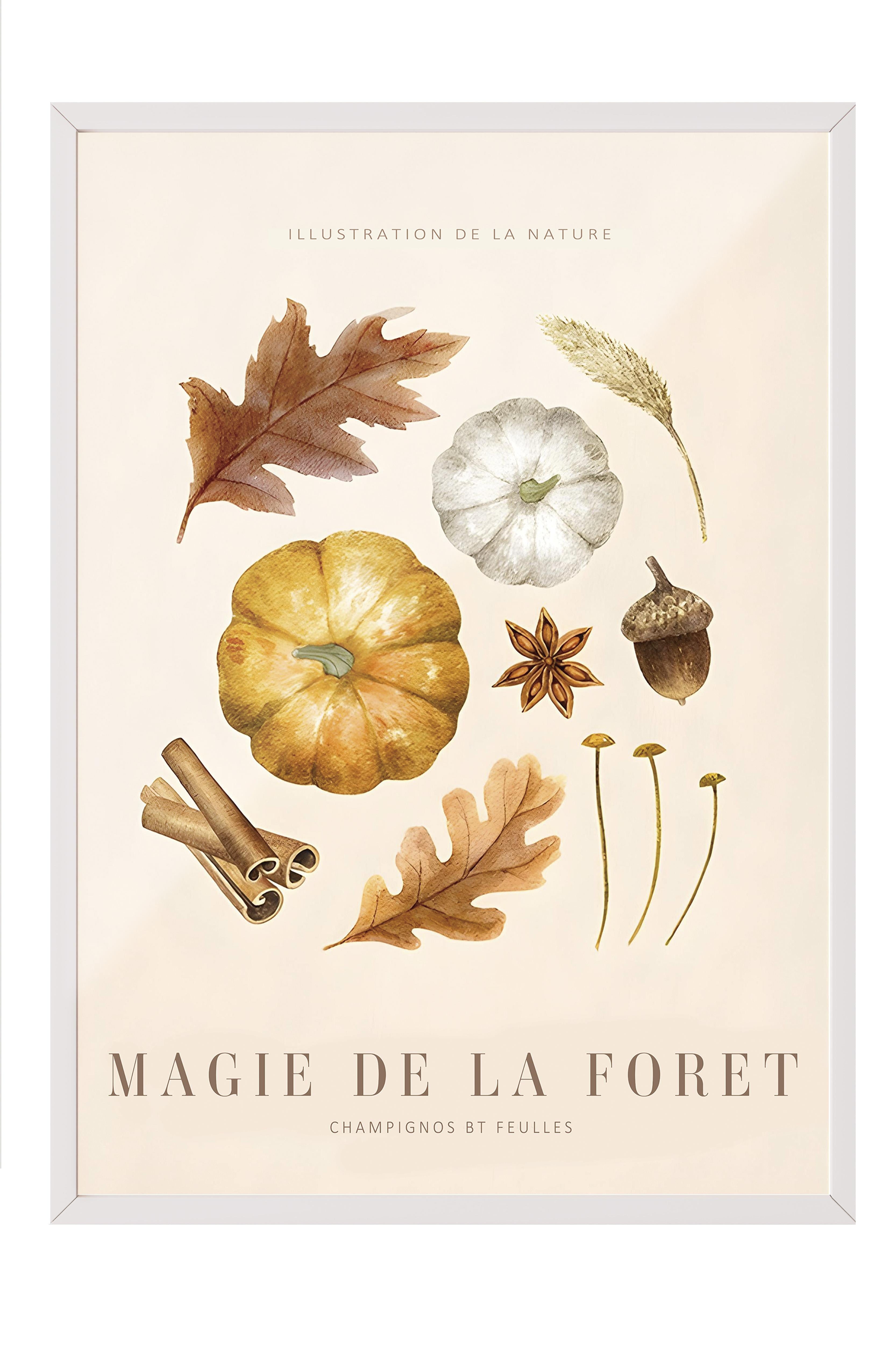 Magic of the Forest No2  Beyaz Çerçeveli Tablo, Duvar Tablosu Comfort Serisi NO:108565