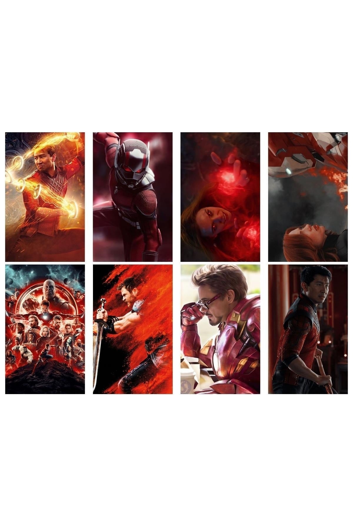 Marvel Duvar Posteri Kolaj Seti, Kırmızı Temalı Avengers Poster, 40 Adet, Arkası Yapışkanlı, Kutulu