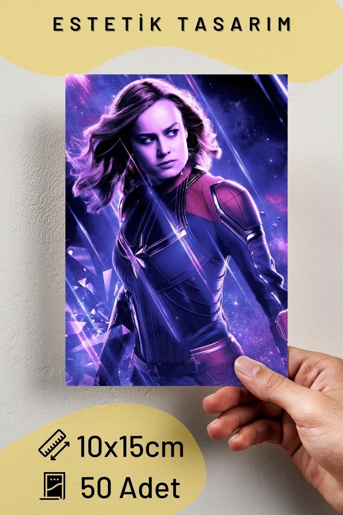 Marvel Duvar Posteri Kolaj Seti, Mor Temalı Avengers Poster, 40 Adet, Arkası Yapışkanlı, Kutulu