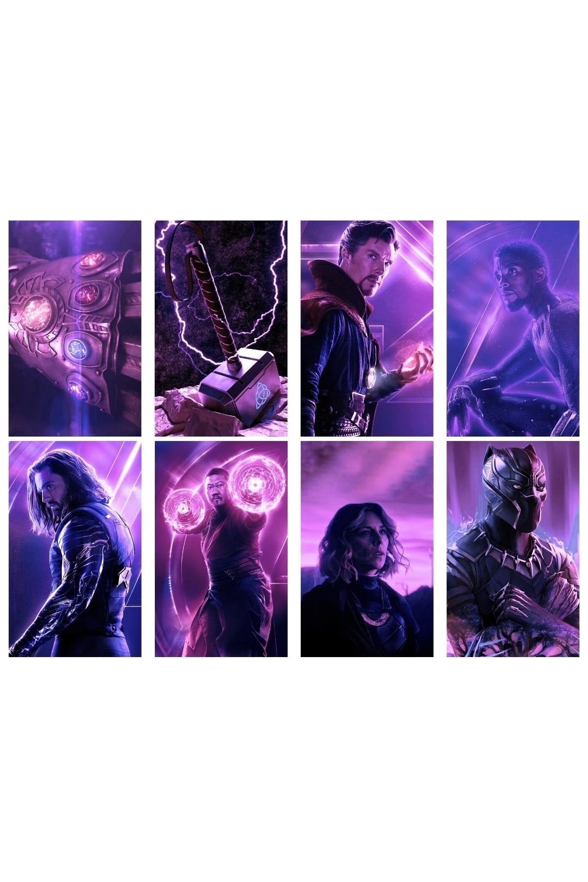 Marvel Duvar Posteri Kolaj Seti, Mor Temalı Avengers Poster, 40 Adet, Arkası Yapışkanlı, Kutulu