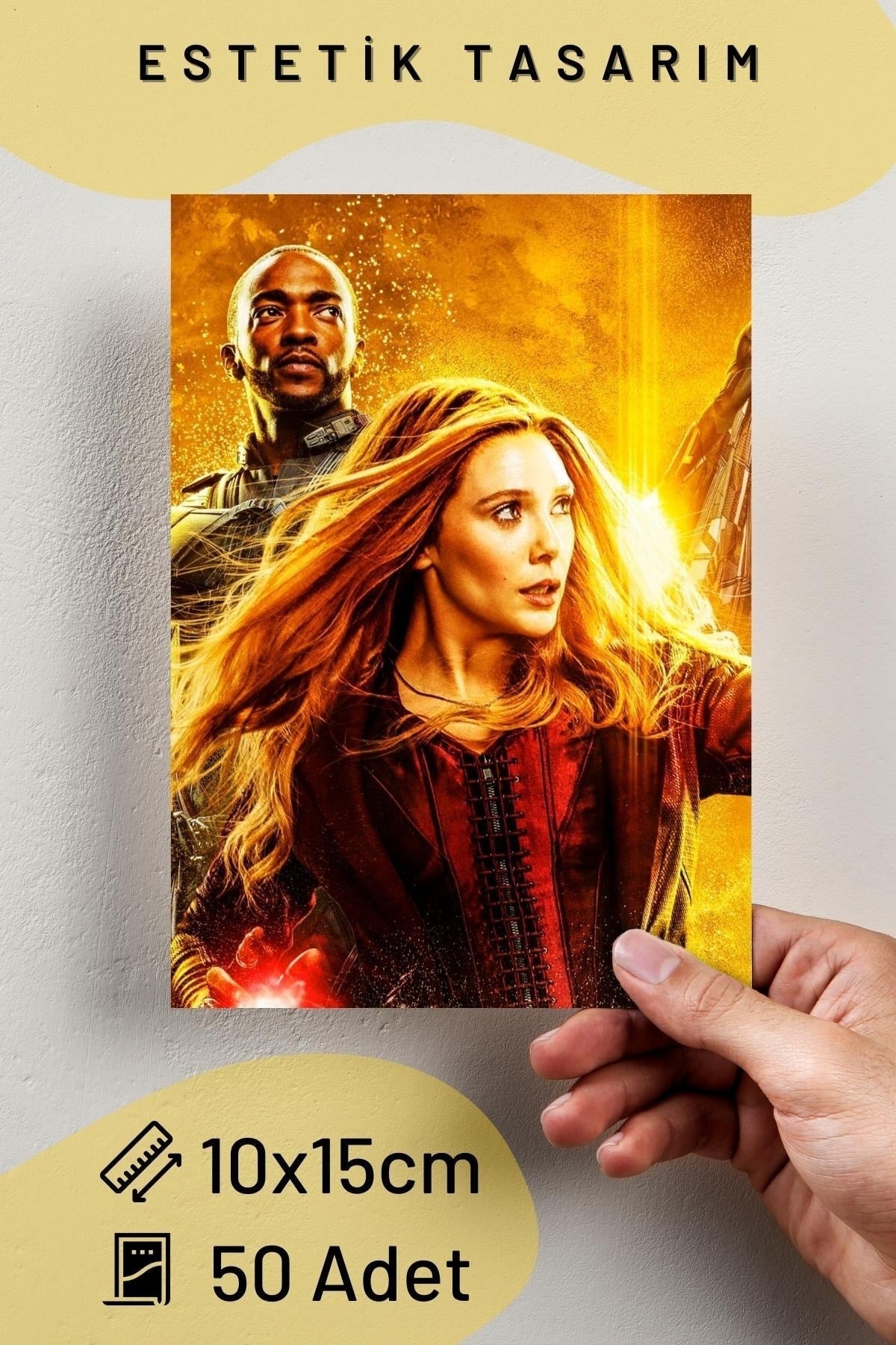 Marvel Duvar Posteri Kolaj Seti, Sarı Temalı Avengers Poster, 40 Adet, Arkası Yapışkanlı, Kutulu