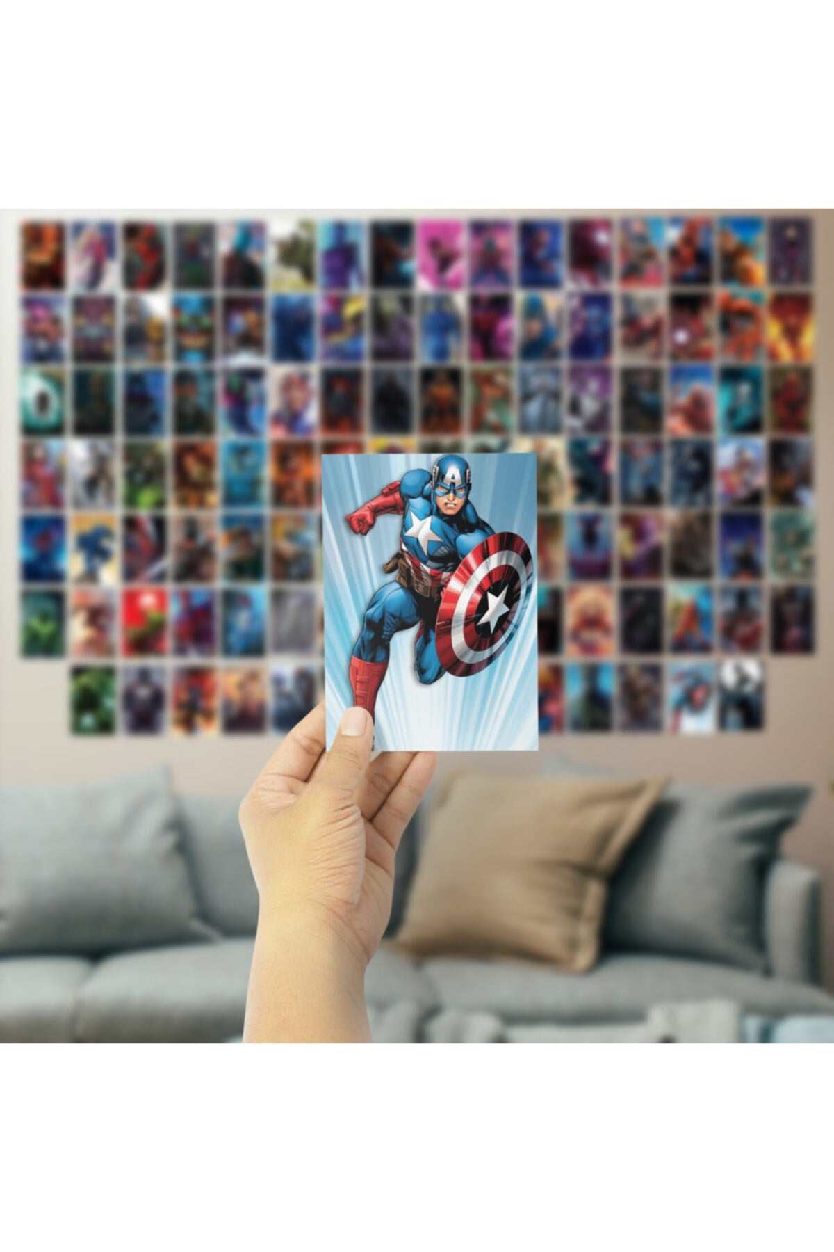 Marvel Kahramanlar Çizim Poster Seti - Kolaj Seti - 110 Adet - Arkası Yapışkanlı 10cm*15cm - Kutulu