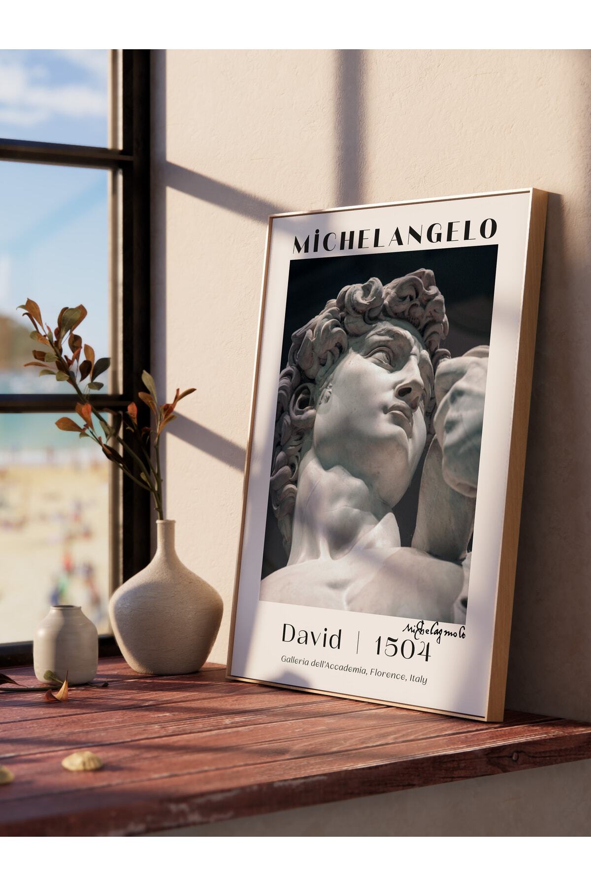 Michelangelo Poster Tablo - David, Davut Heykeli Duvar Posteri - Çerçevesiz Sanat Serisi Posterleri