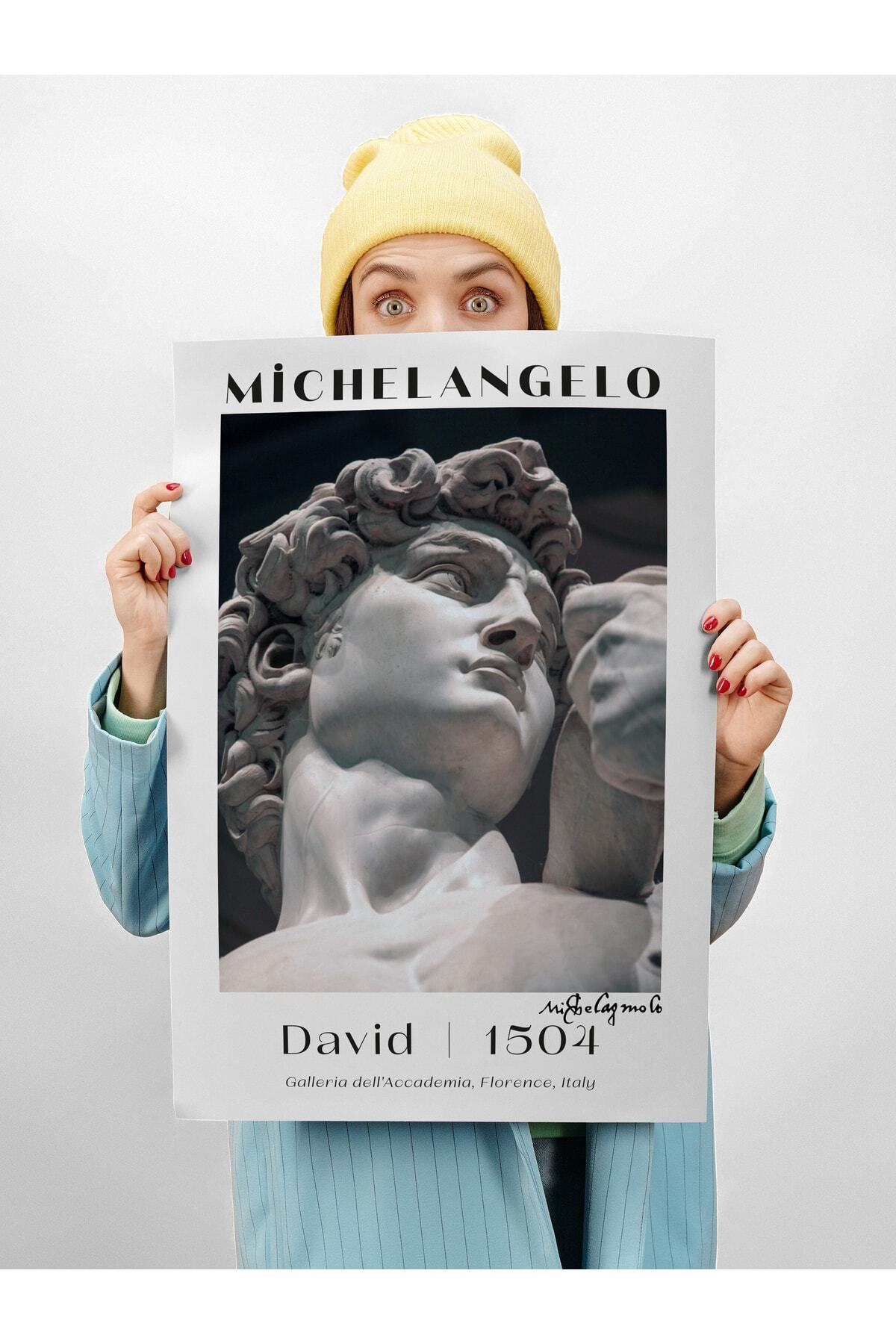 Michelangelo Poster Tablo - David, Davut Heykeli Duvar Posteri - Çerçevesiz Sanat Serisi Posterleri