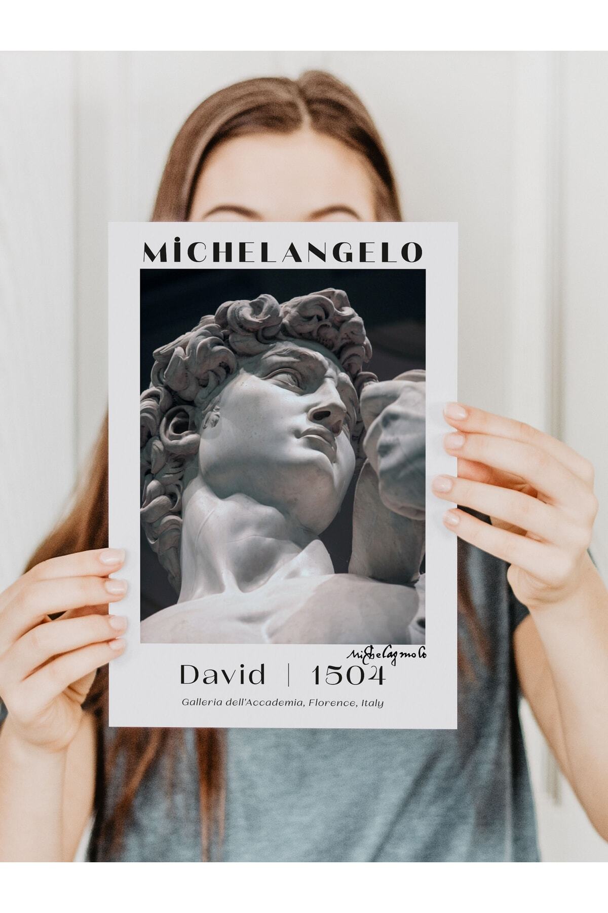 Michelangelo Poster Tablo - David, Davut Heykeli Duvar Posteri - Çerçevesiz Sanat Serisi Posterleri