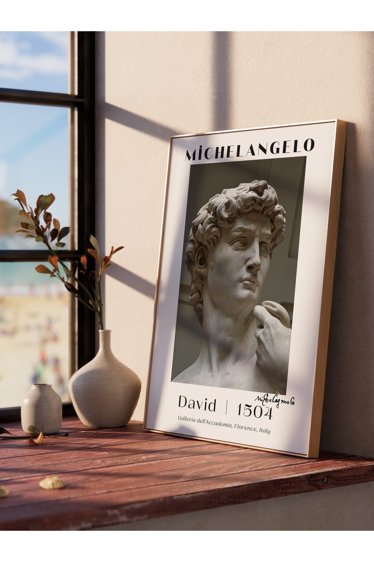 Michelangelo Poster Tablo - David, Davut Heykeli Duvar Posteri - Çerçevesiz Sanat Serisi Posterleri