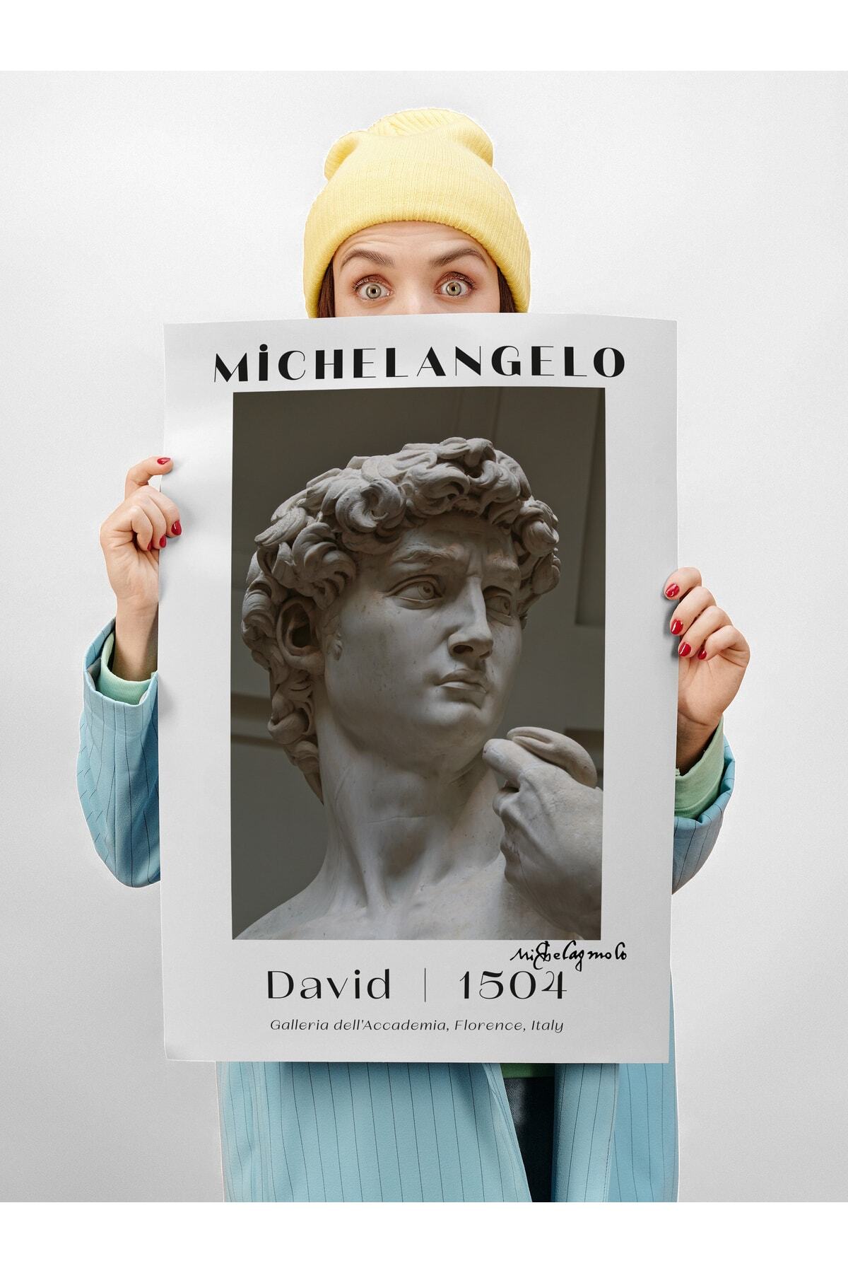 Michelangelo Poster Tablo - David, Davut Heykeli Duvar Posteri - Çerçevesiz Sanat Serisi Posterleri