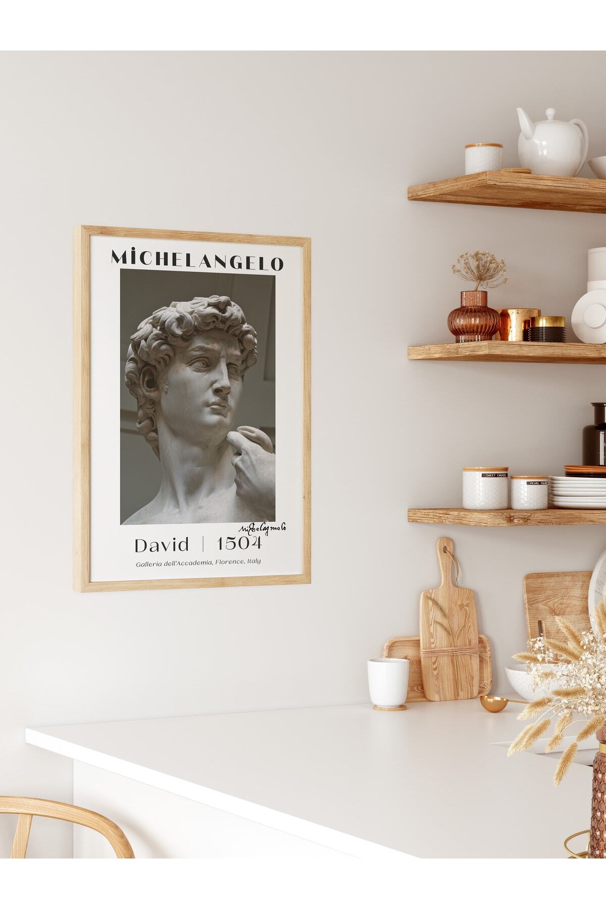 Michelangelo Poster Tablo - David, Davut Heykeli Duvar Posteri - Çerçevesiz Sanat Serisi Posterleri