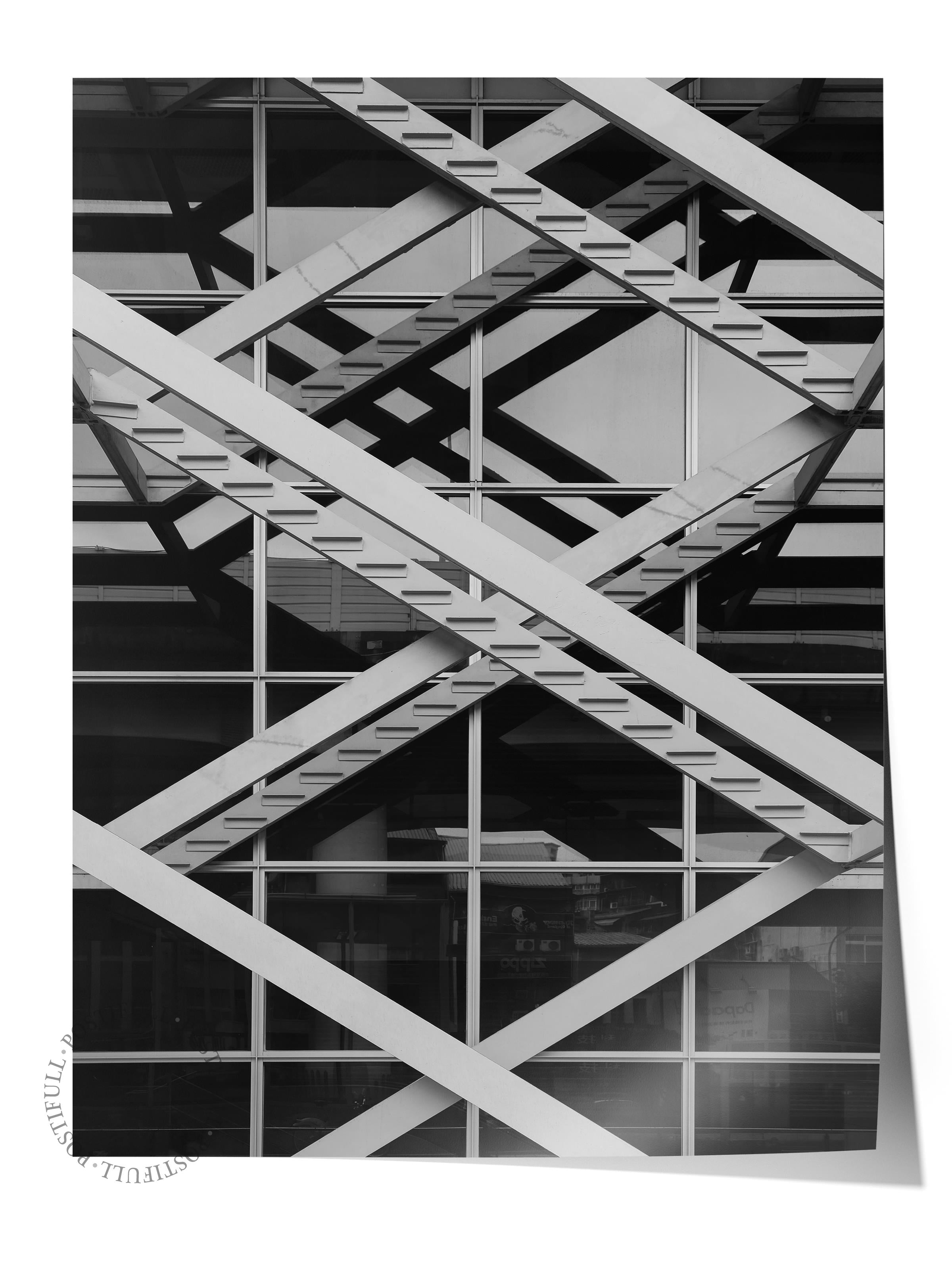 Mimari Poster, Siyah Beyaz Çerçevesiz Poster, Sanatsal Baskı NO:107 Estetik Ofis Duvar Dekoru, Dikey