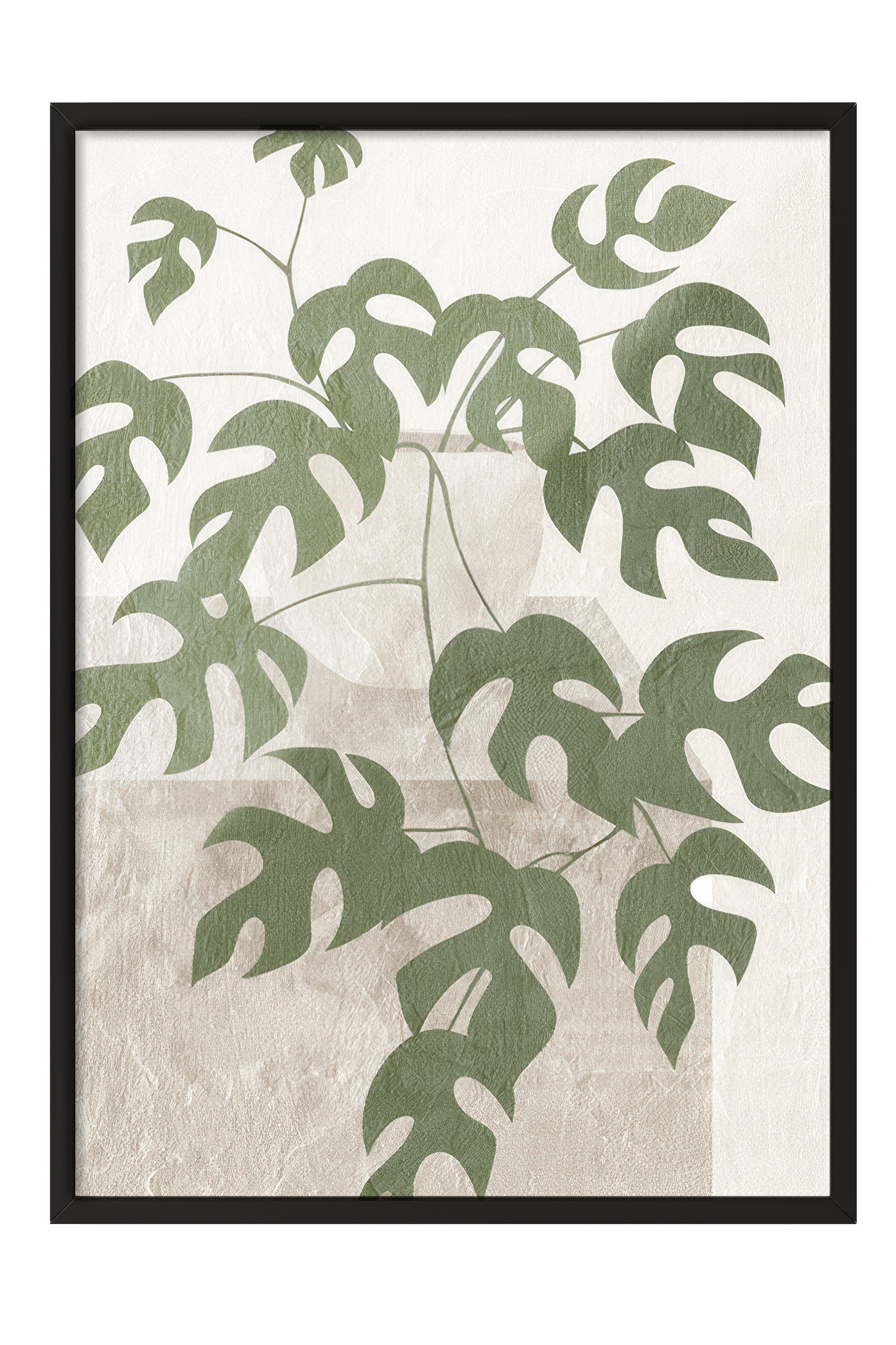 Monstera Illustration Çerçeveli Tablo, Dikey Duvar Tablosu Comfort Serisi NO:108547