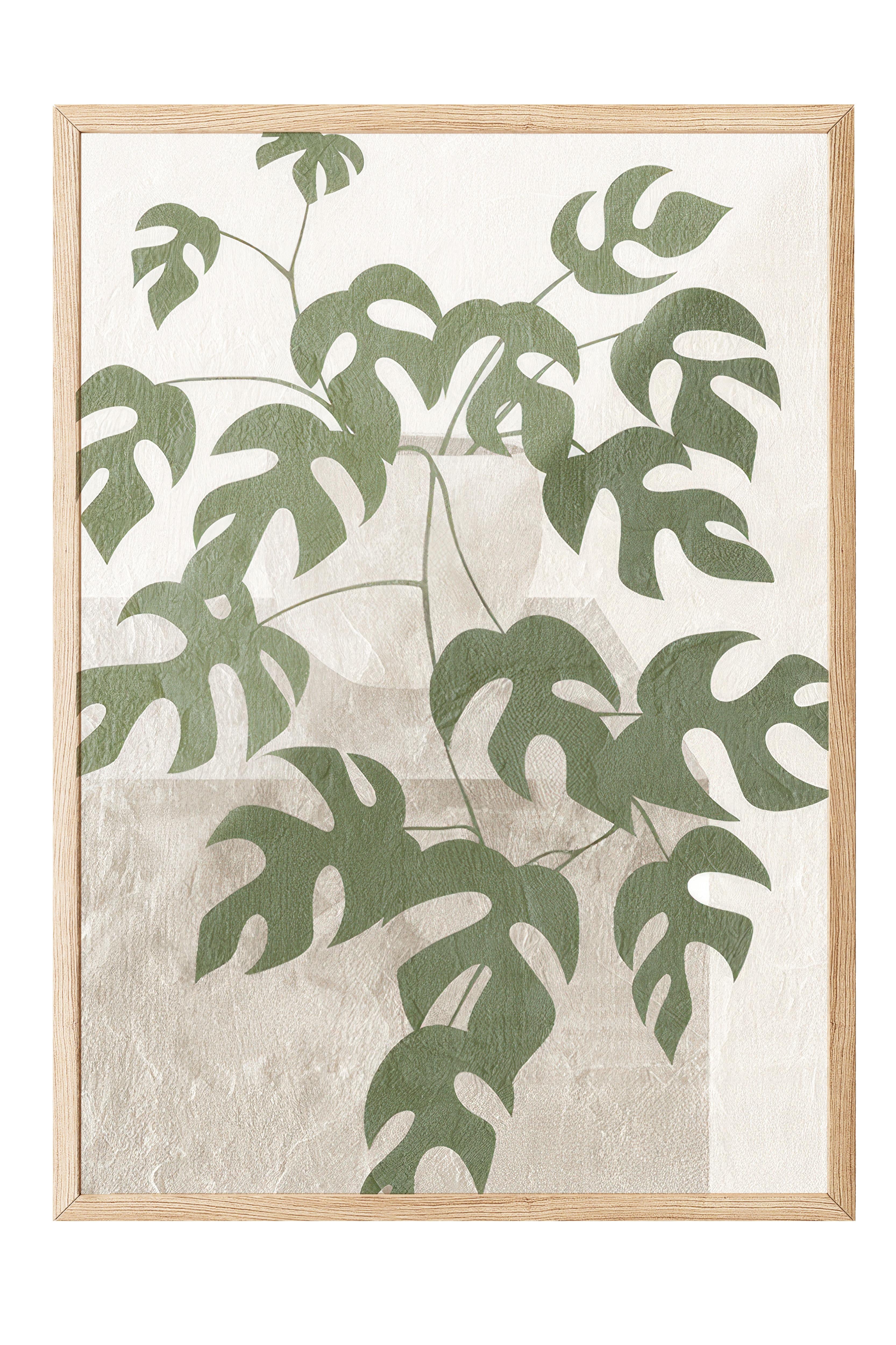 Monstera Illustration Ahşap Çerçeveli Tablo, Duvar Tablosu Comfort Serisi NO:108547