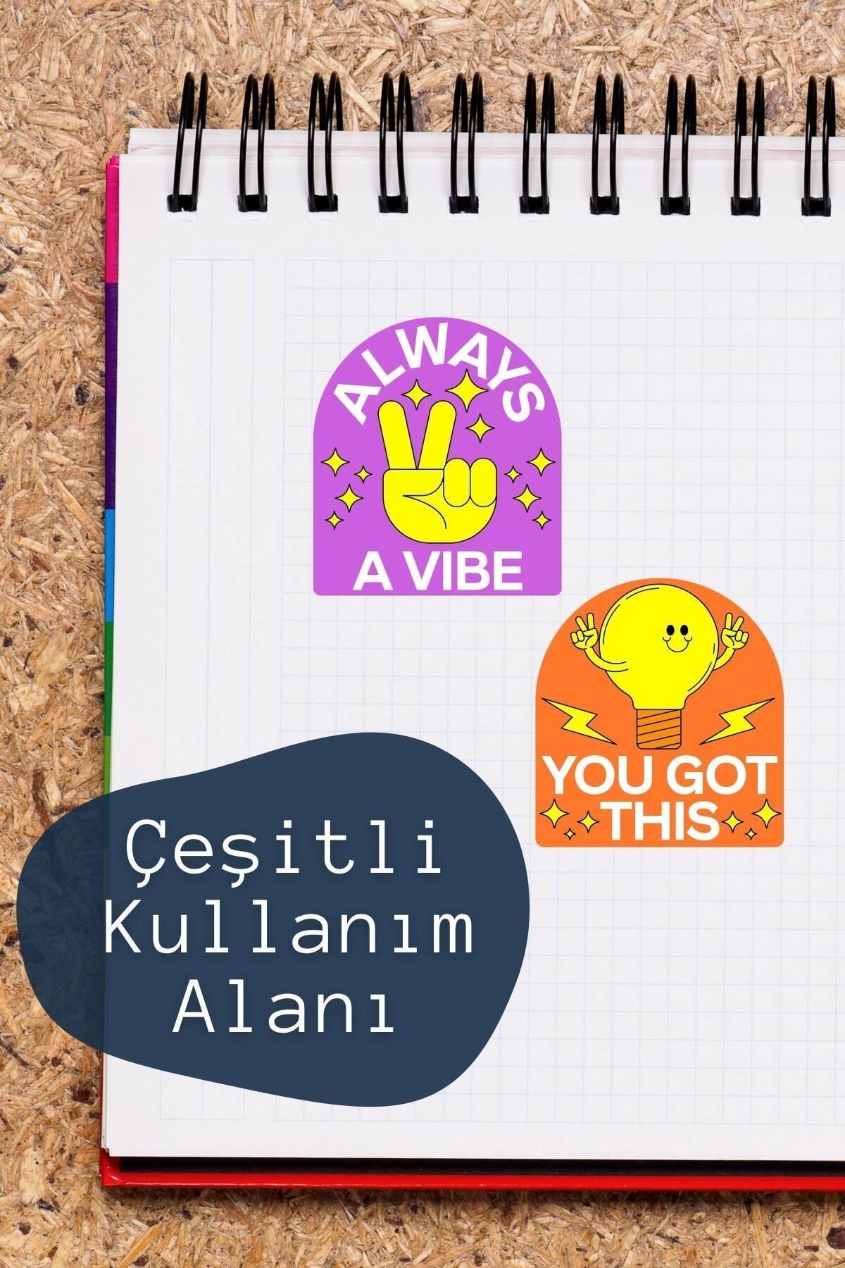 Motivasyon Temalı Sticker Seti - 6 Adet Etiket Seti- Telefon, Tablet, Defter Laptop Uyumlu Etiket